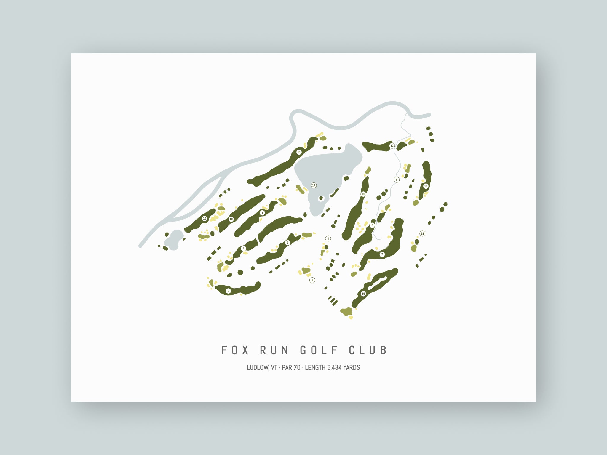 Fox-Run-Golf-Club-VT--Unframed-24x18-With-Hole-Numbers