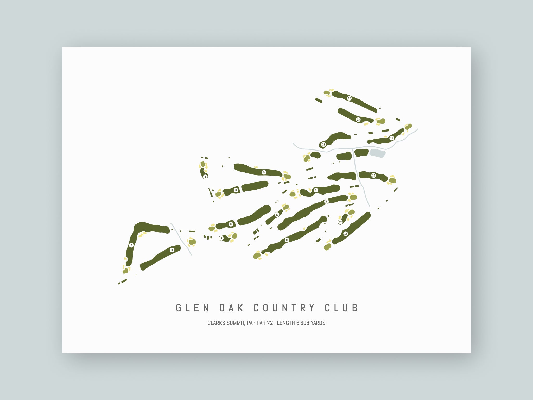 Glen-Oak-Country-Club-PA--Unframed-24x18-With-Hole-Numbers