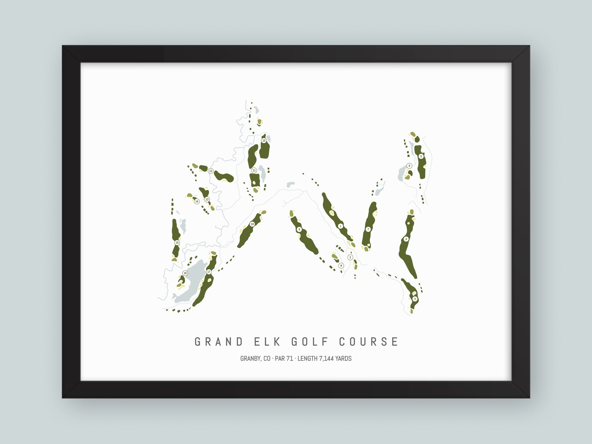 Grand-Elk-Golf-Course-CO--Black-Frame-24x18-With-Hole-Numbers