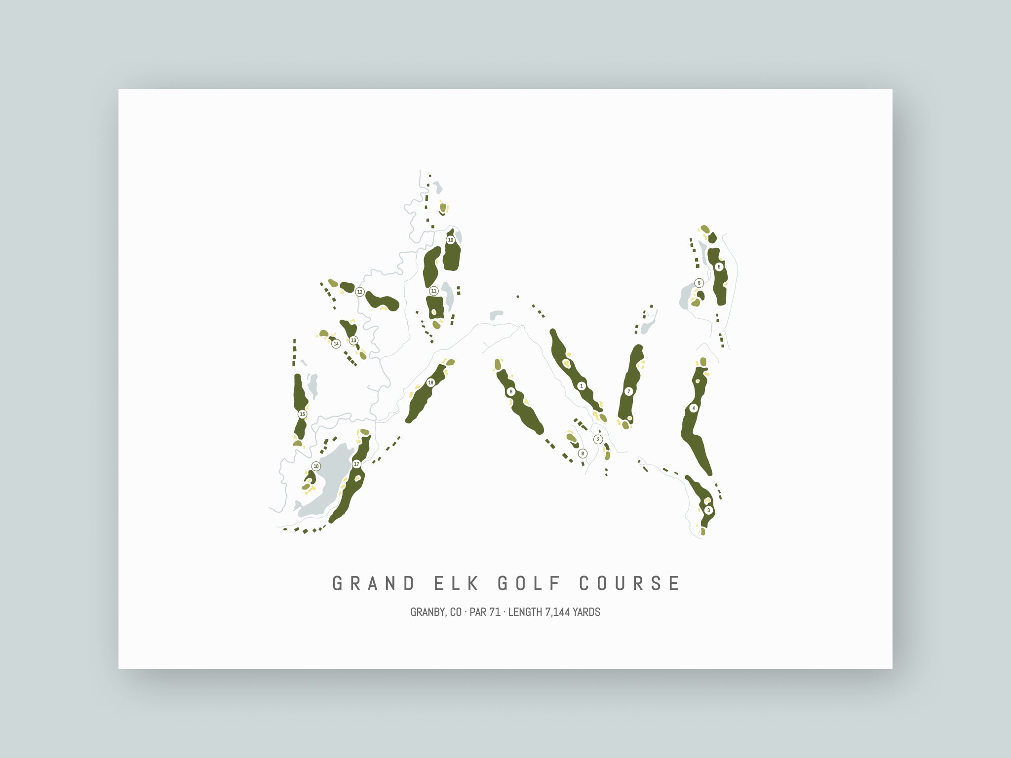 Grand-Elk-Golf-Course-CO--Unframed-24x18-With-Hole-Numbers