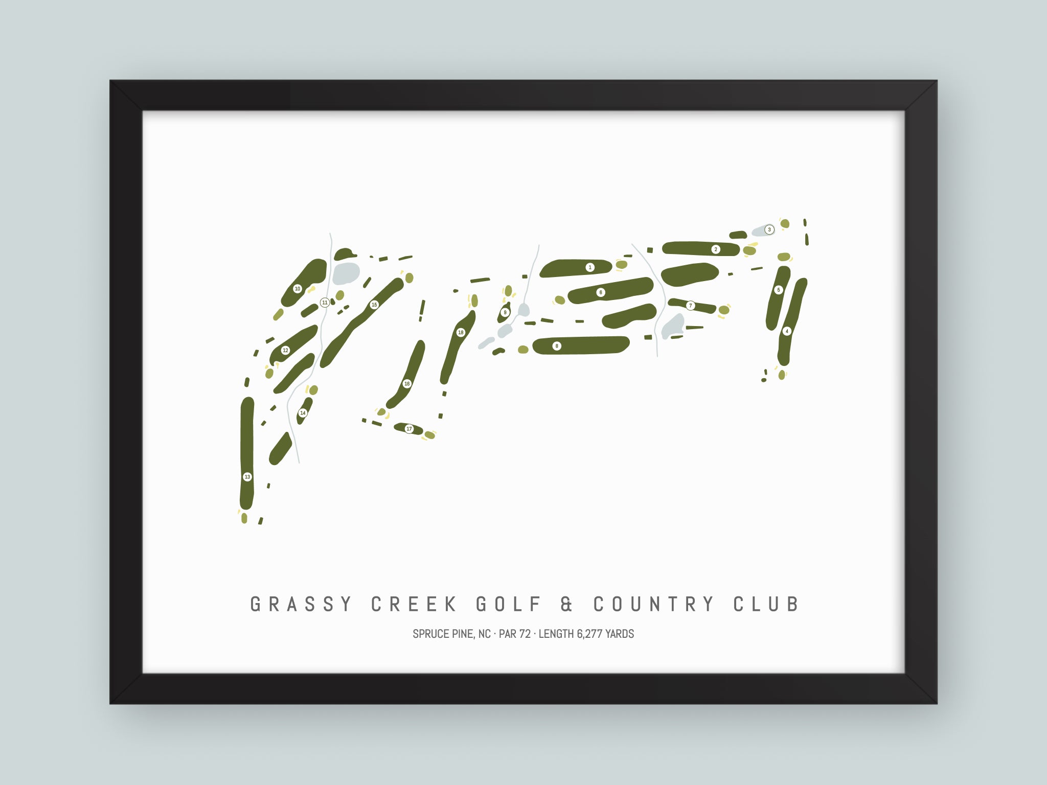 Grassy-Creek-Golf-And-Country-Club-NC--Black-Frame-24x18-With-Hole-Numbers
