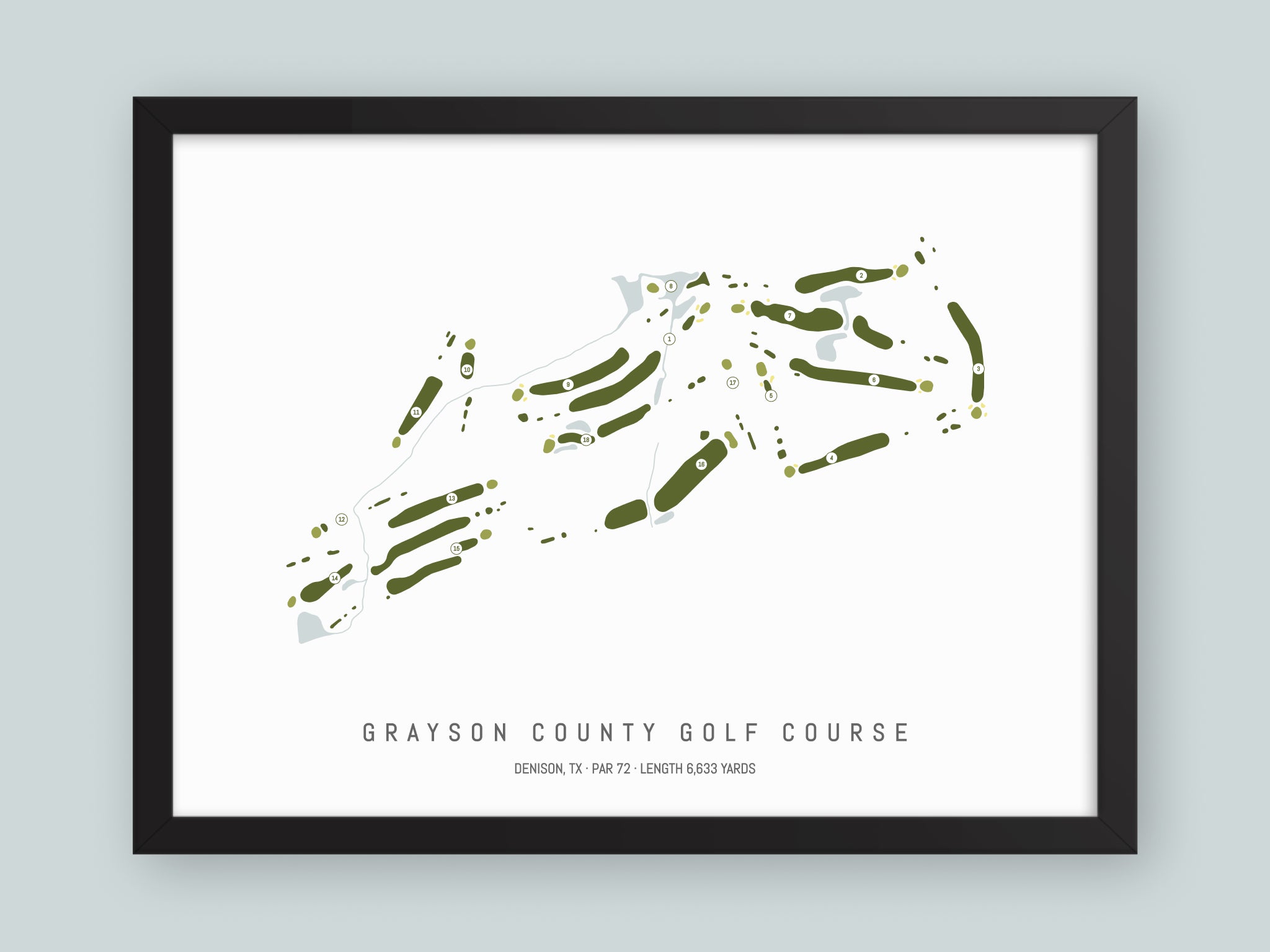 Grayson-County-Golf-Course-TX--Black-Frame-24x18-With-Hole-Numbers