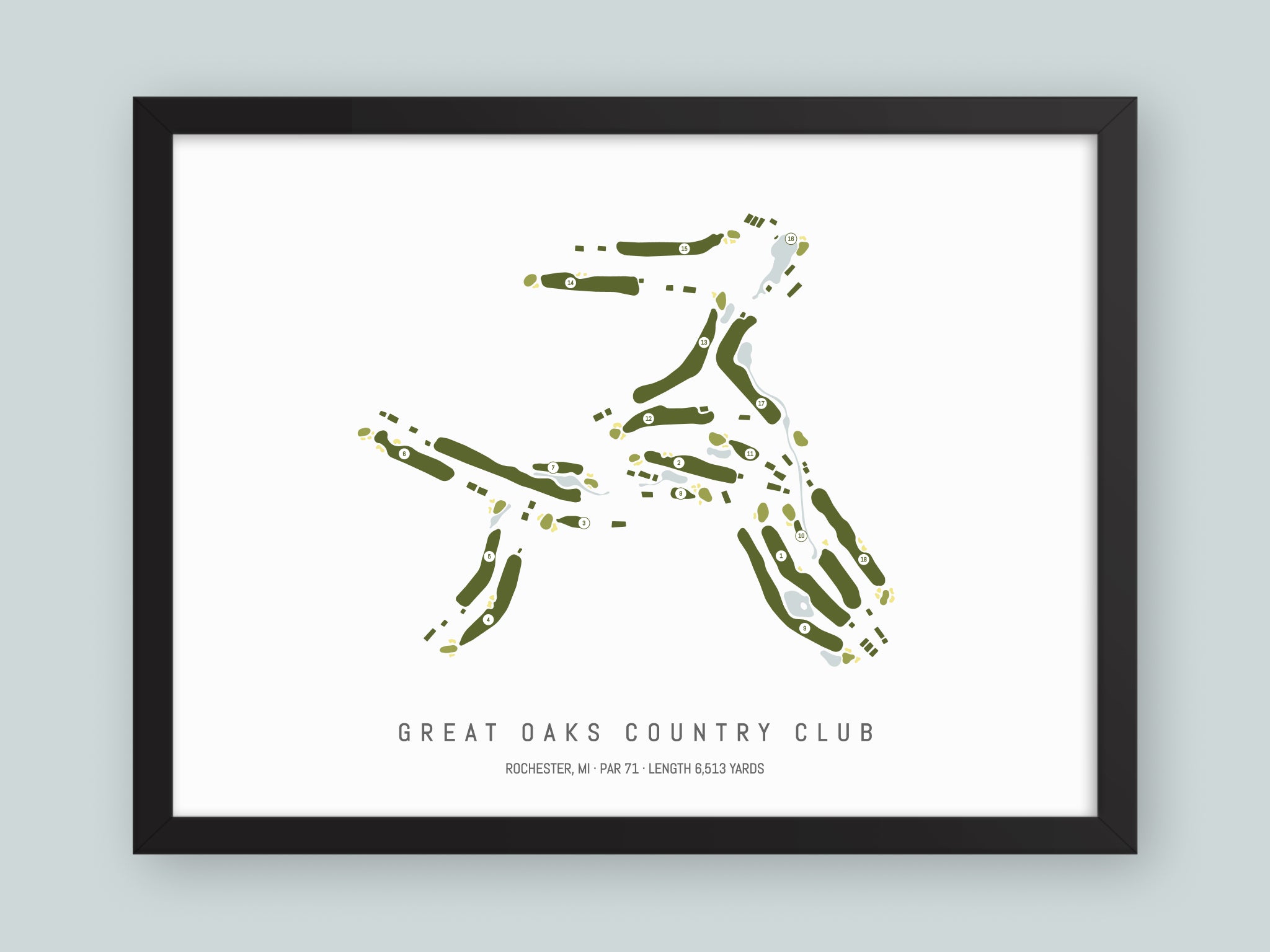 Great-Oaks-Country-Club-MI--Black-Frame-24x18-With-Hole-Numbers