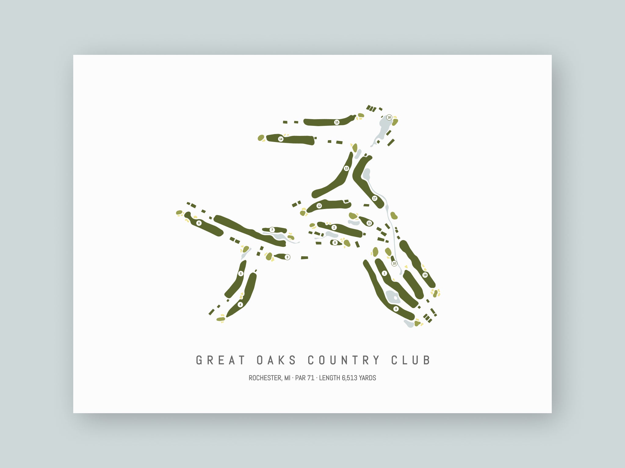 Great-Oaks-Country-Club-MI--Unframed-24x18-With-Hole-Numbers