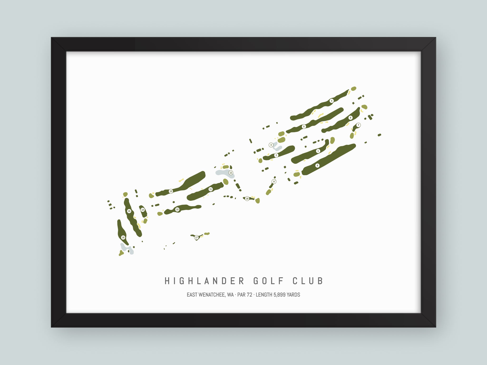 Highlander-Golf-Club-WA--Black-Frame-24x18-With-Hole-Numbers