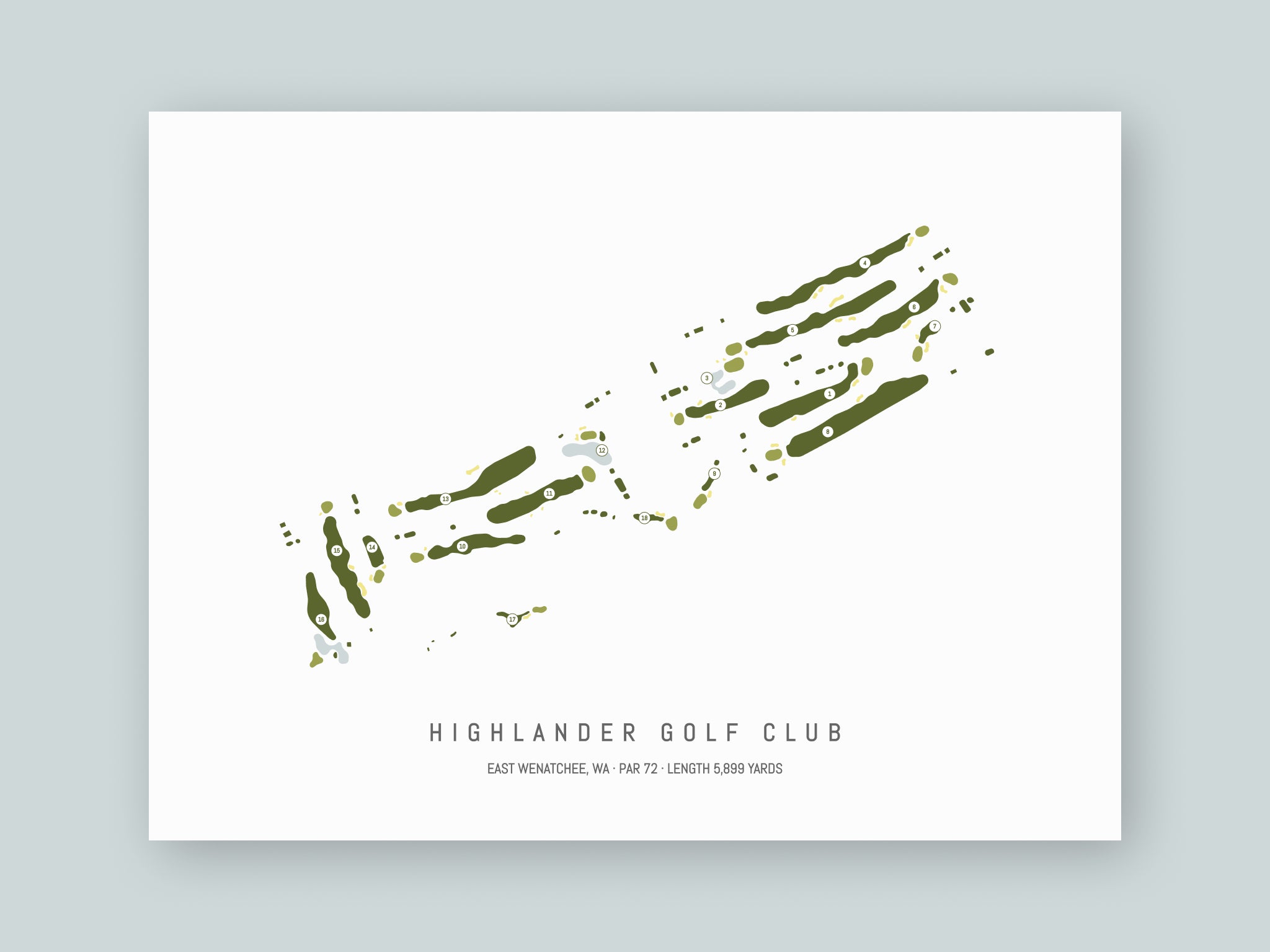 Highlander-Golf-Club-WA--Unframed-24x18-With-Hole-Numbers