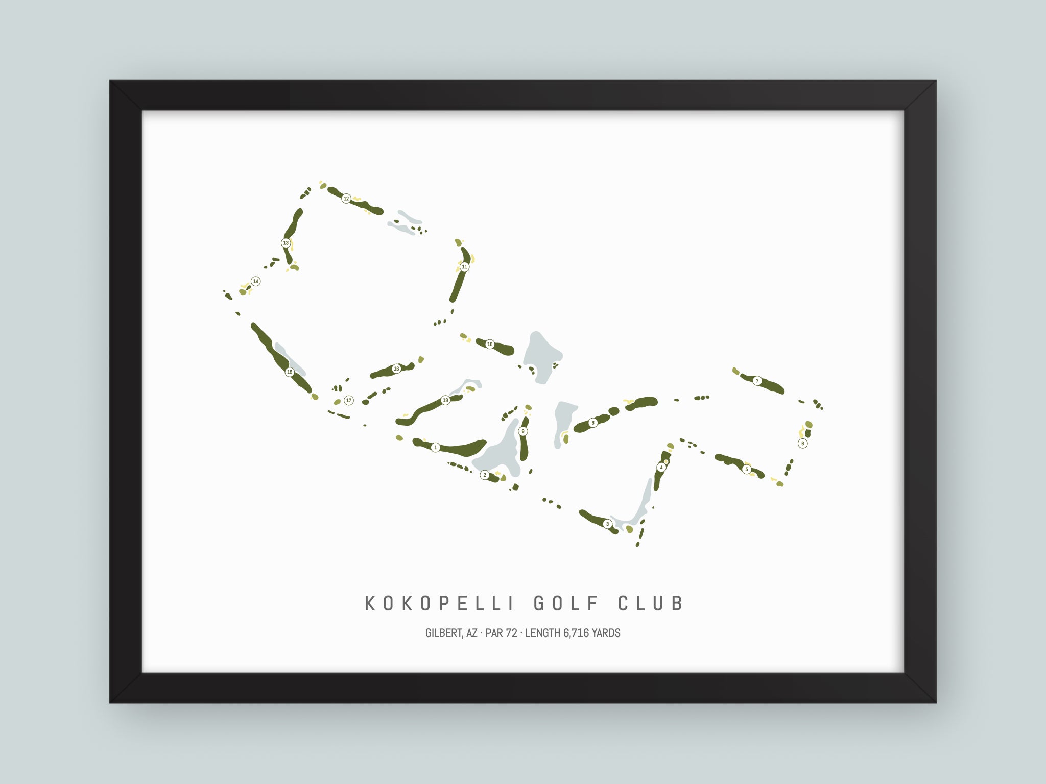 Kokopelli-Golf-Club-AZ--Black-Frame-24x18-With-Hole-Numbers