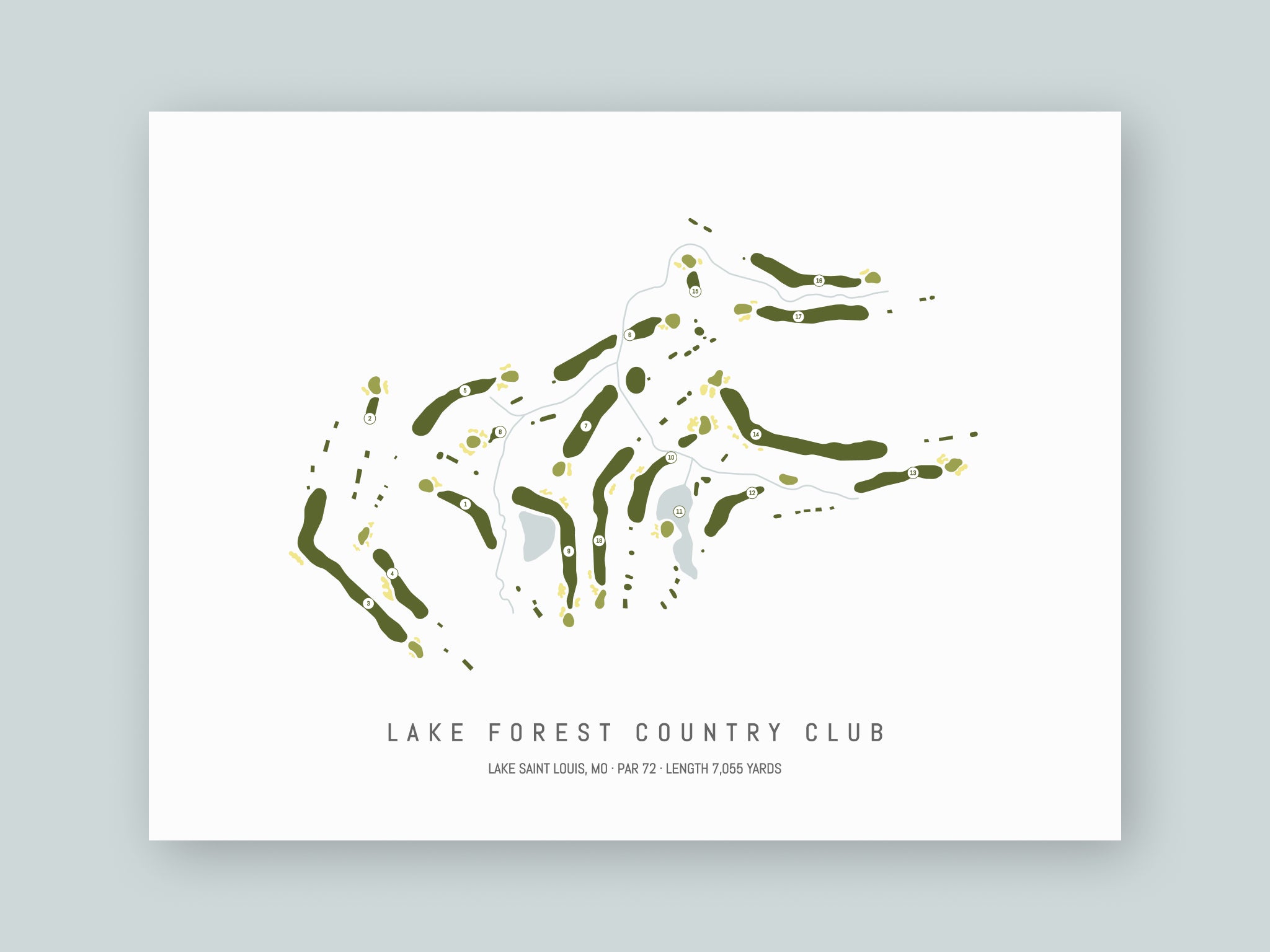Lake-Forest-Country-Club-MO--Unframed-24x18-With-Hole-Numbers