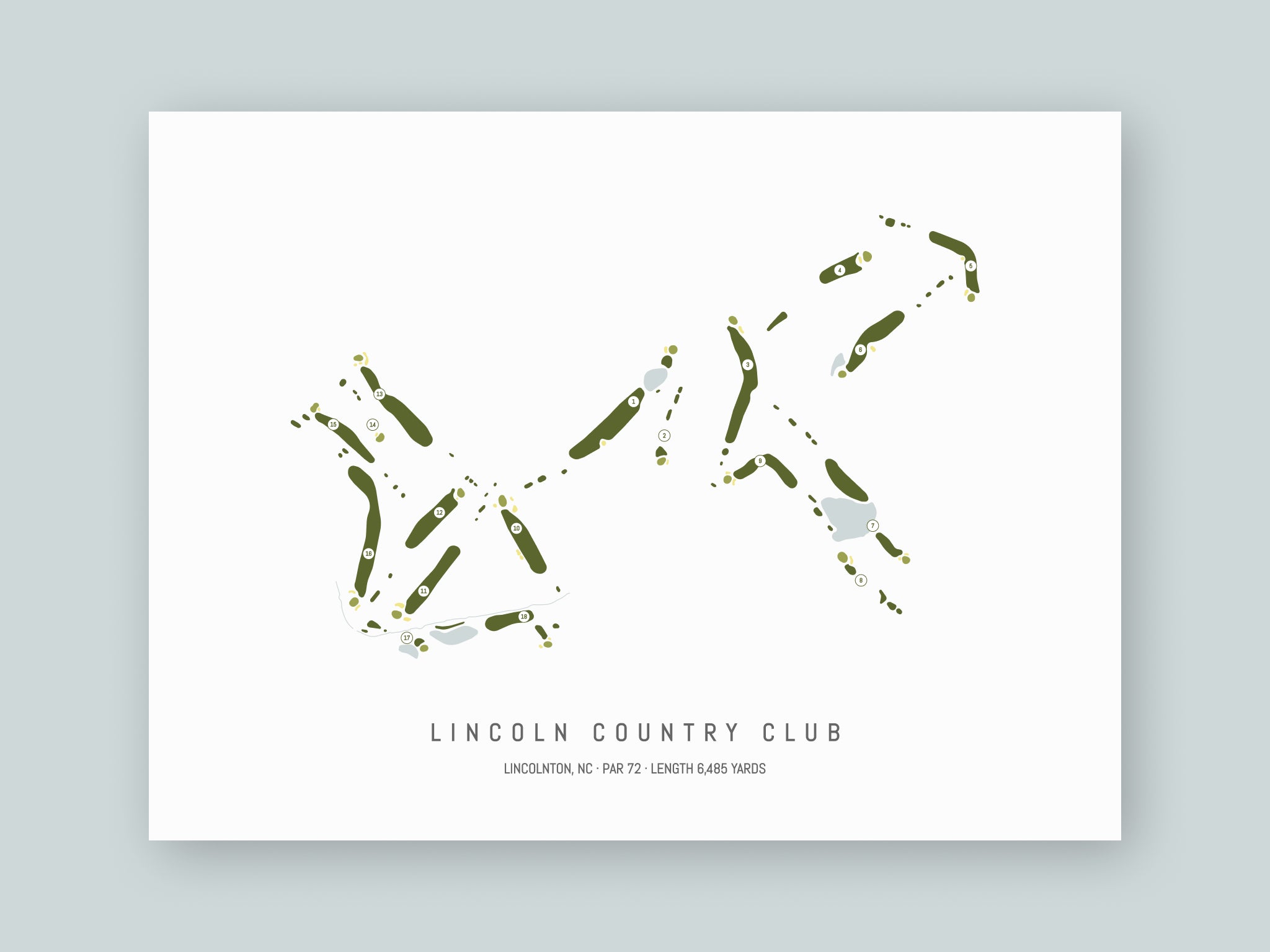 Lincoln-Country-Club-NC--Unframed-24x18-With-Hole-Numbers