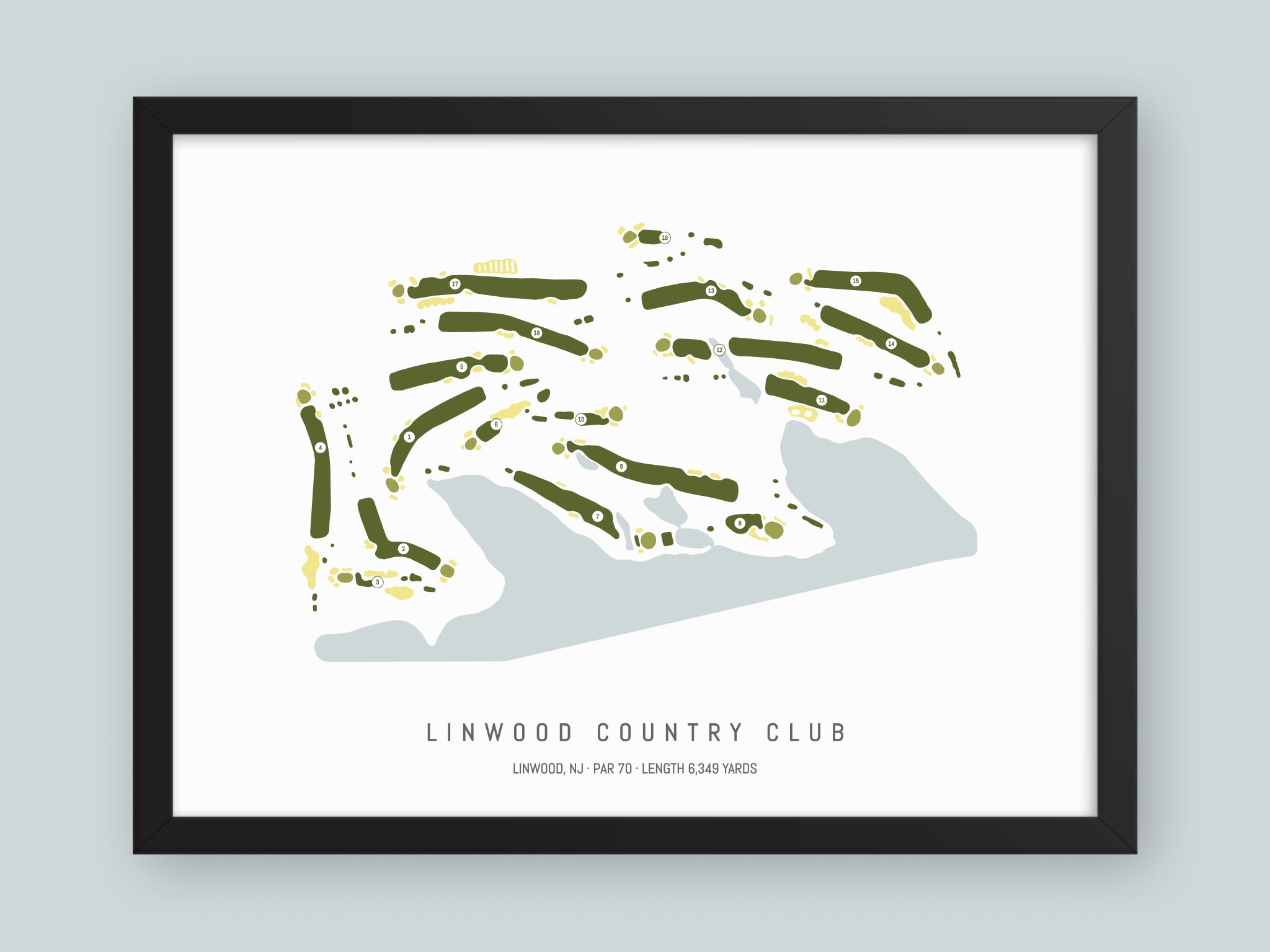 Linwood-Country-Club-NJ--Black-Frame-24x18-With-Hole-Numbers