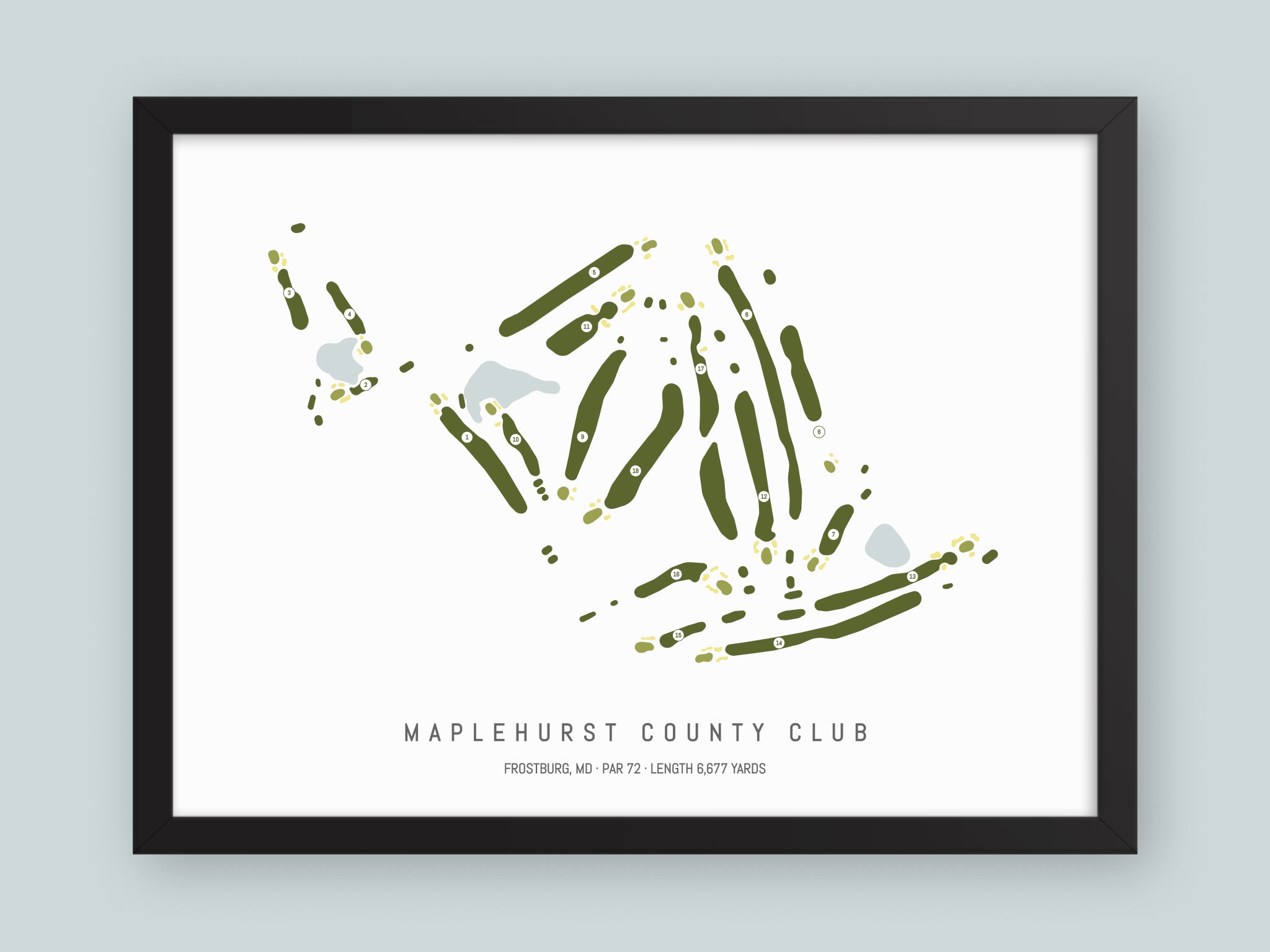Maplehurst-County-Club-MD--Black-Frame-24x18-With-Hole-Numbers