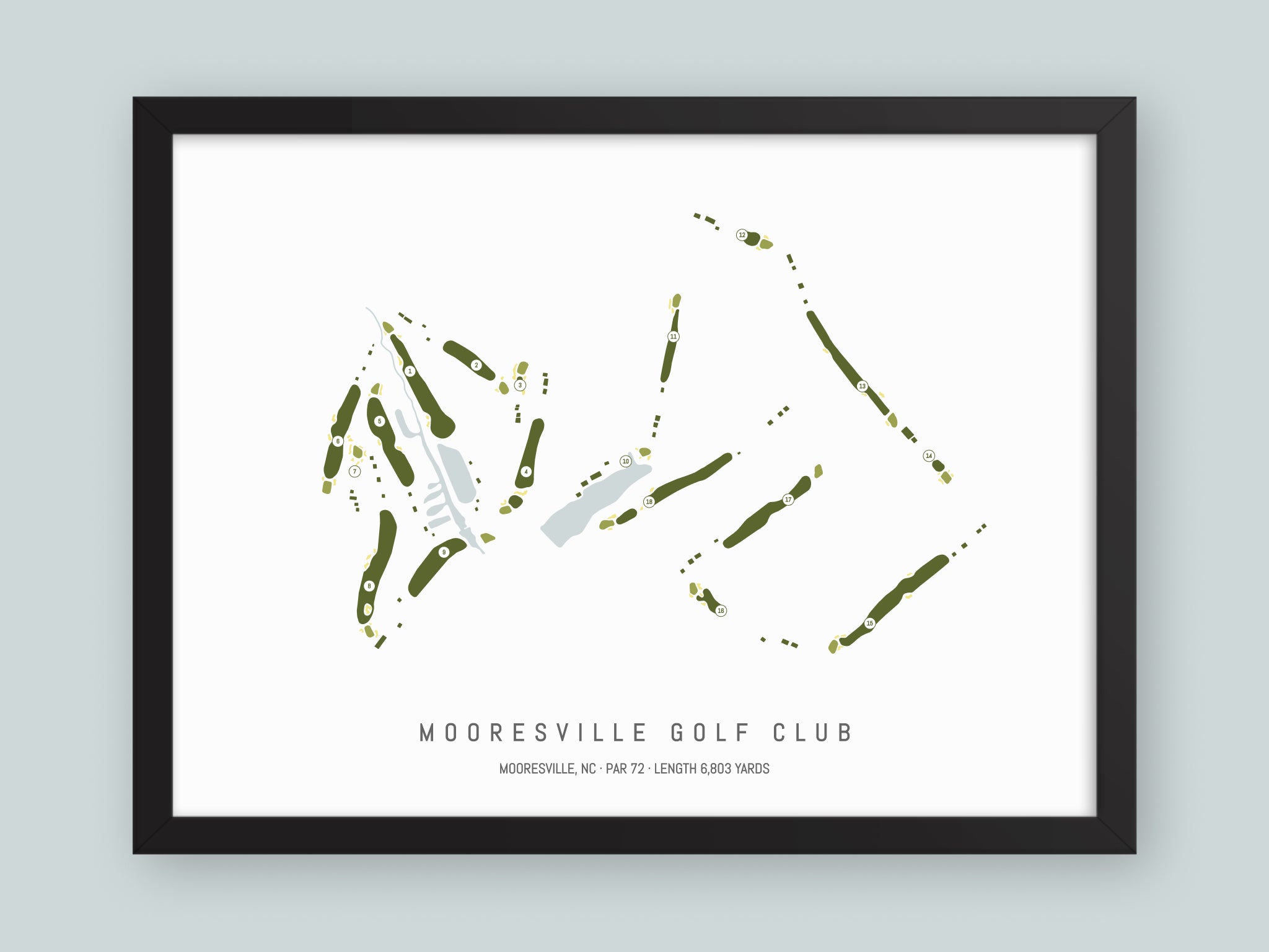 Mooresville-Golf-Club-NC--Black-Frame-24x18-With-Hole-Numbers