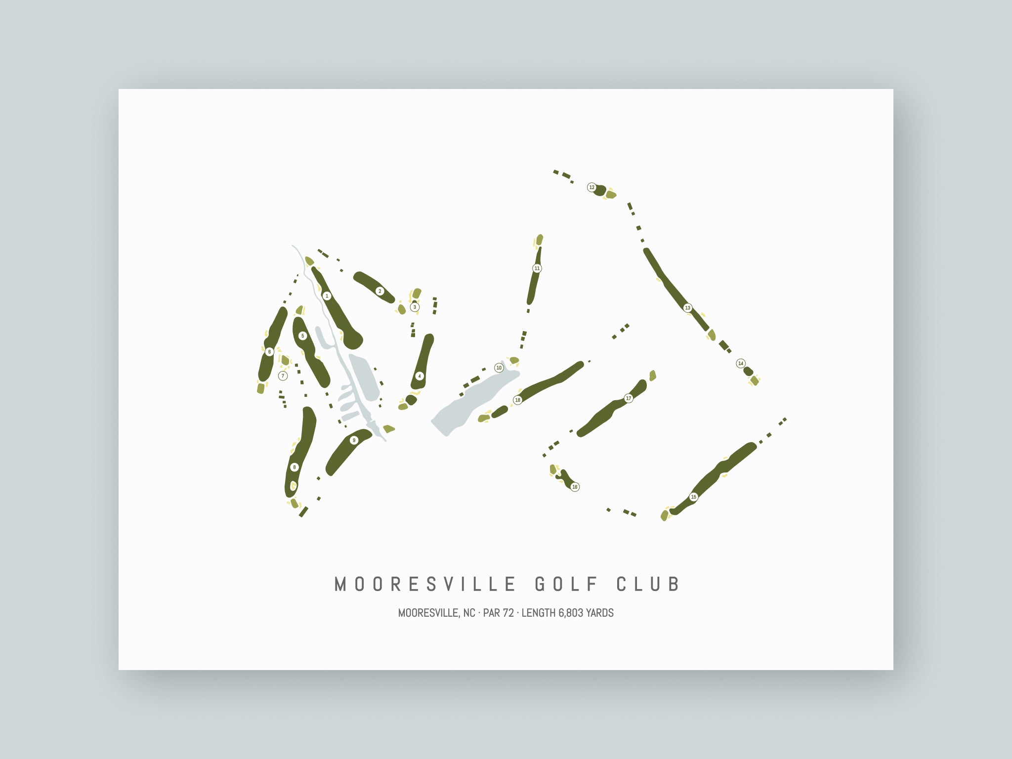 Mooresville-Golf-Club-NC--Unframed-24x18-With-Hole-Numbers
