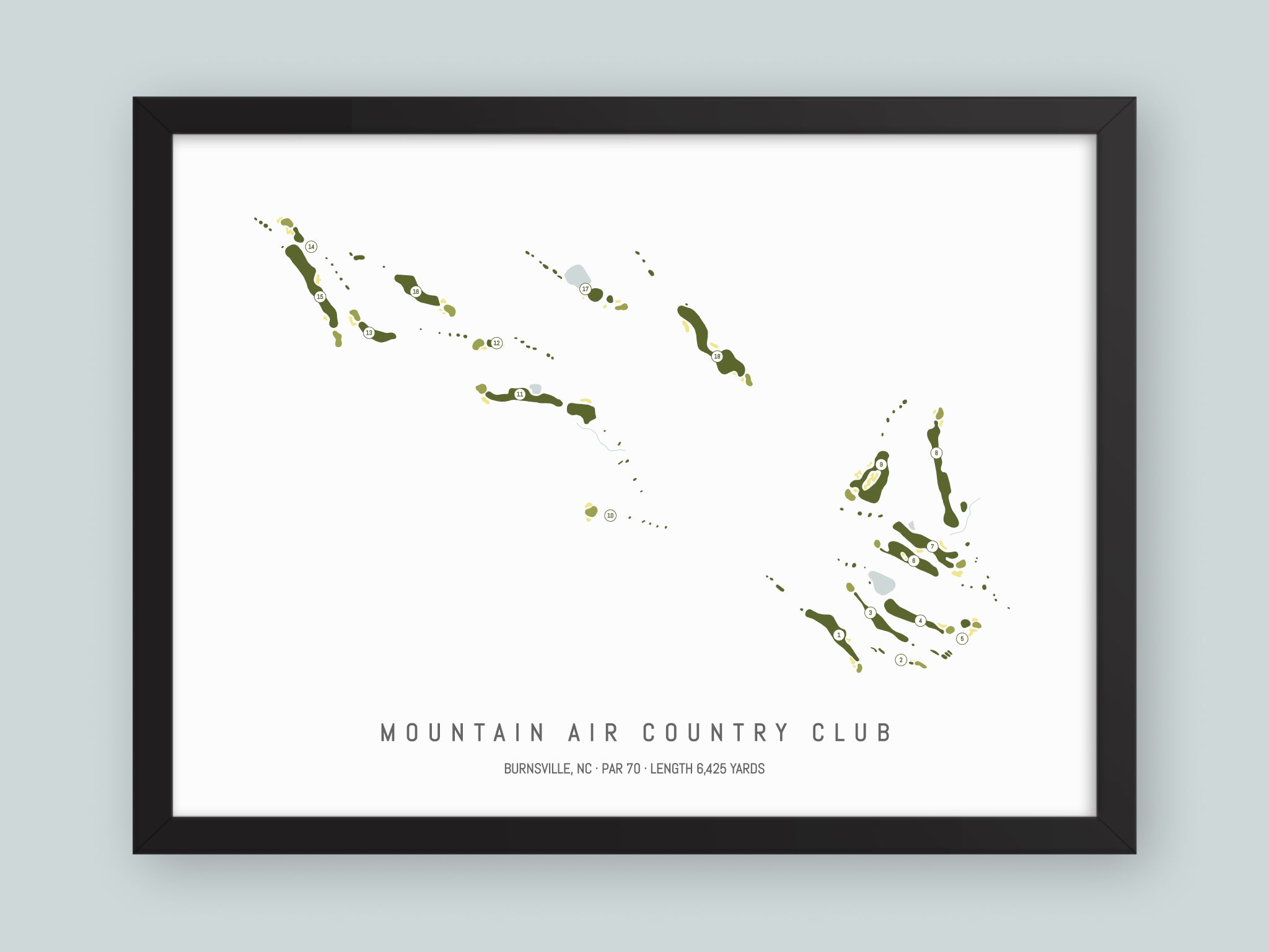 Mountain-Air-Country-Club-NC--Black-Frame-24x18-With-Hole-Numbers