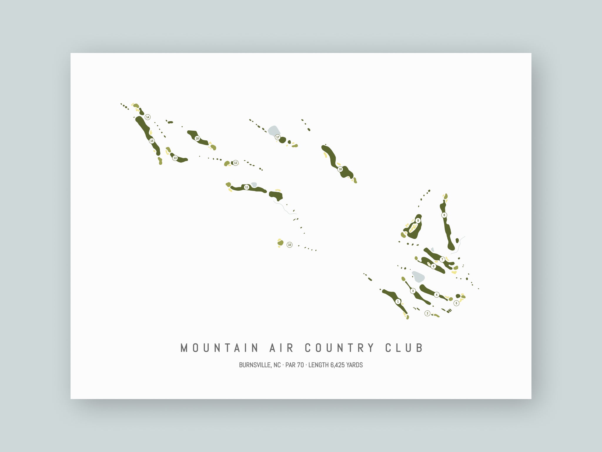 Mountain-Air-Country-Club-NC--Unframed-24x18-With-Hole-Numbers