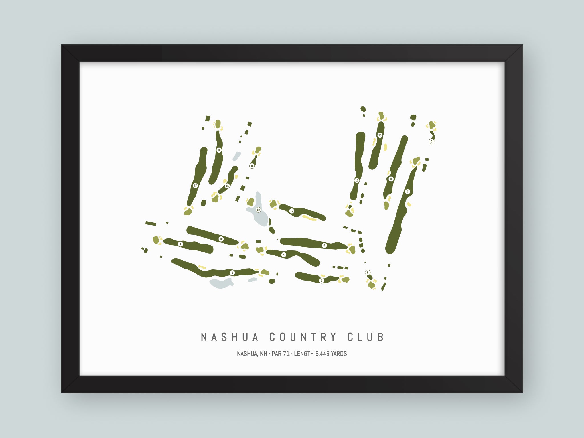 Nashua-Country-Club-NH--Black-Frame-24x18-With-Hole-Numbers