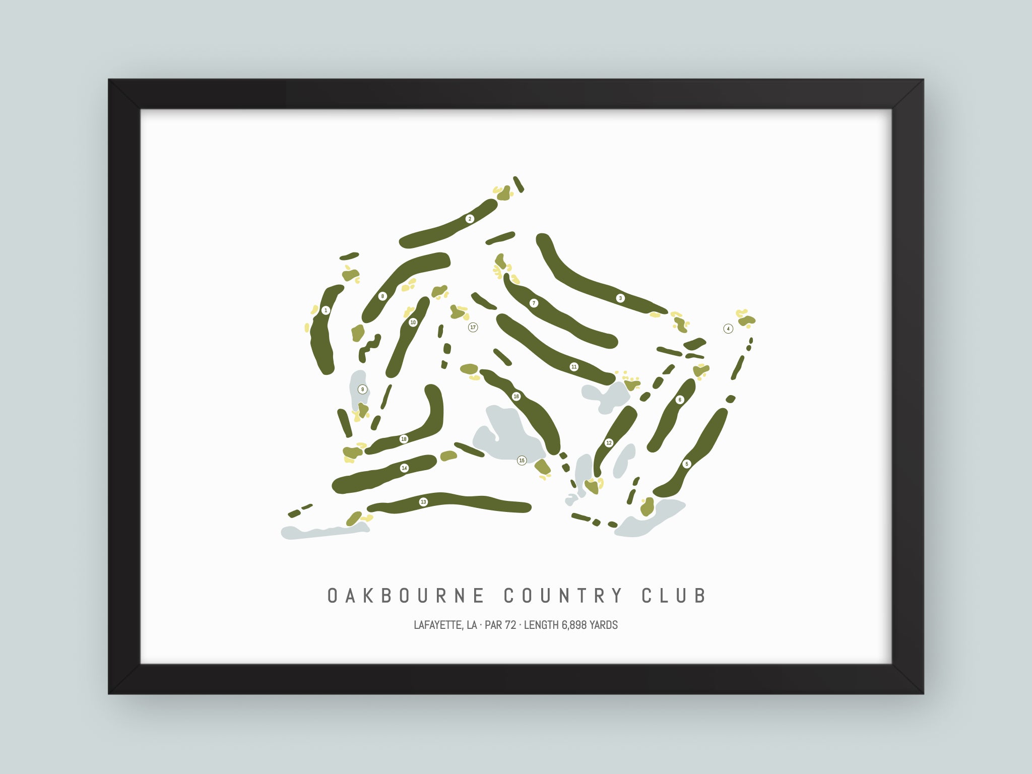 Oakbourne-Country-Club-LA--Black-Frame-24x18-With-Hole-Numbers