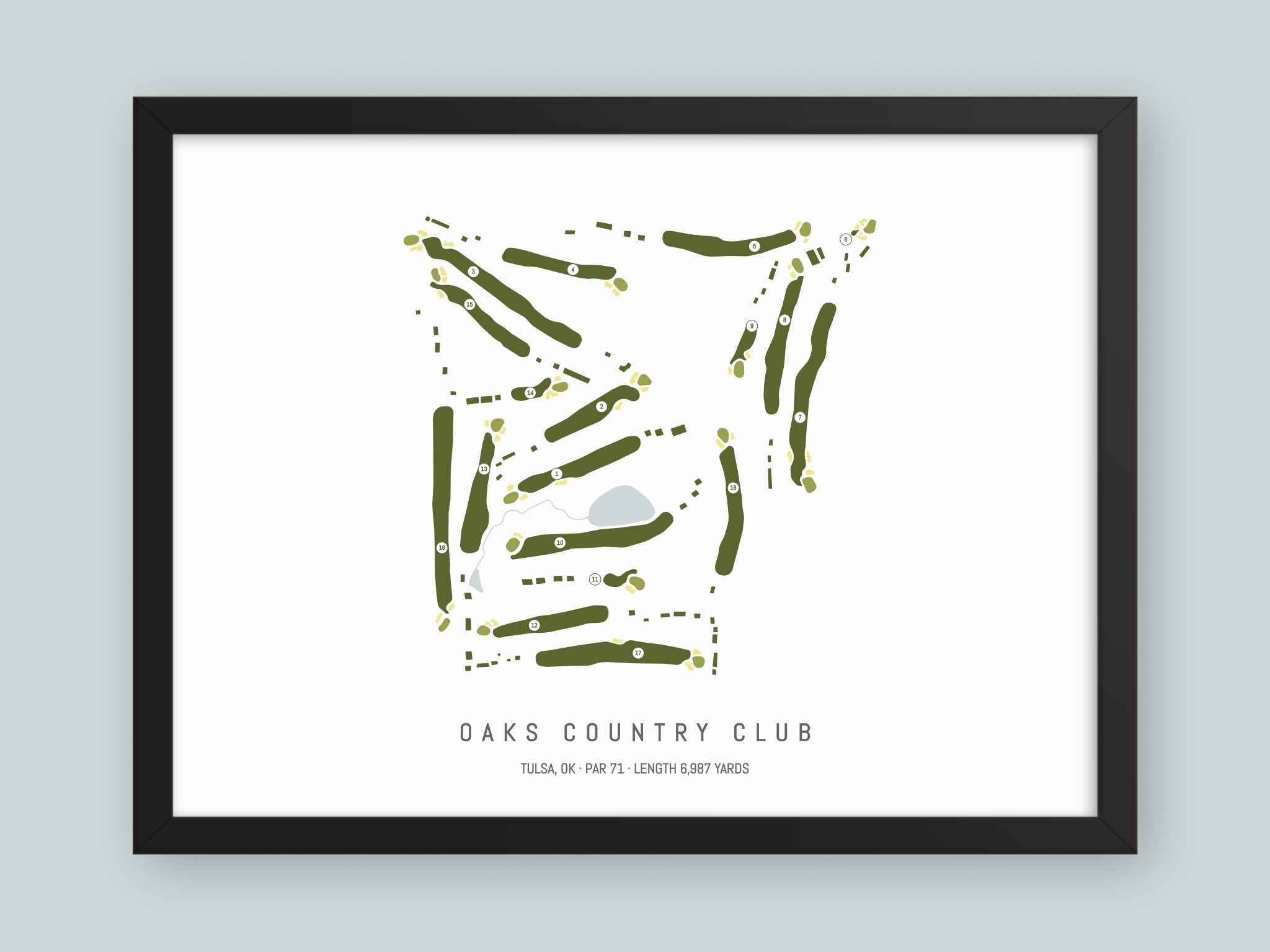 Oaks-Country-Club-OK--Black-Frame-24x18-With-Hole-Numbers