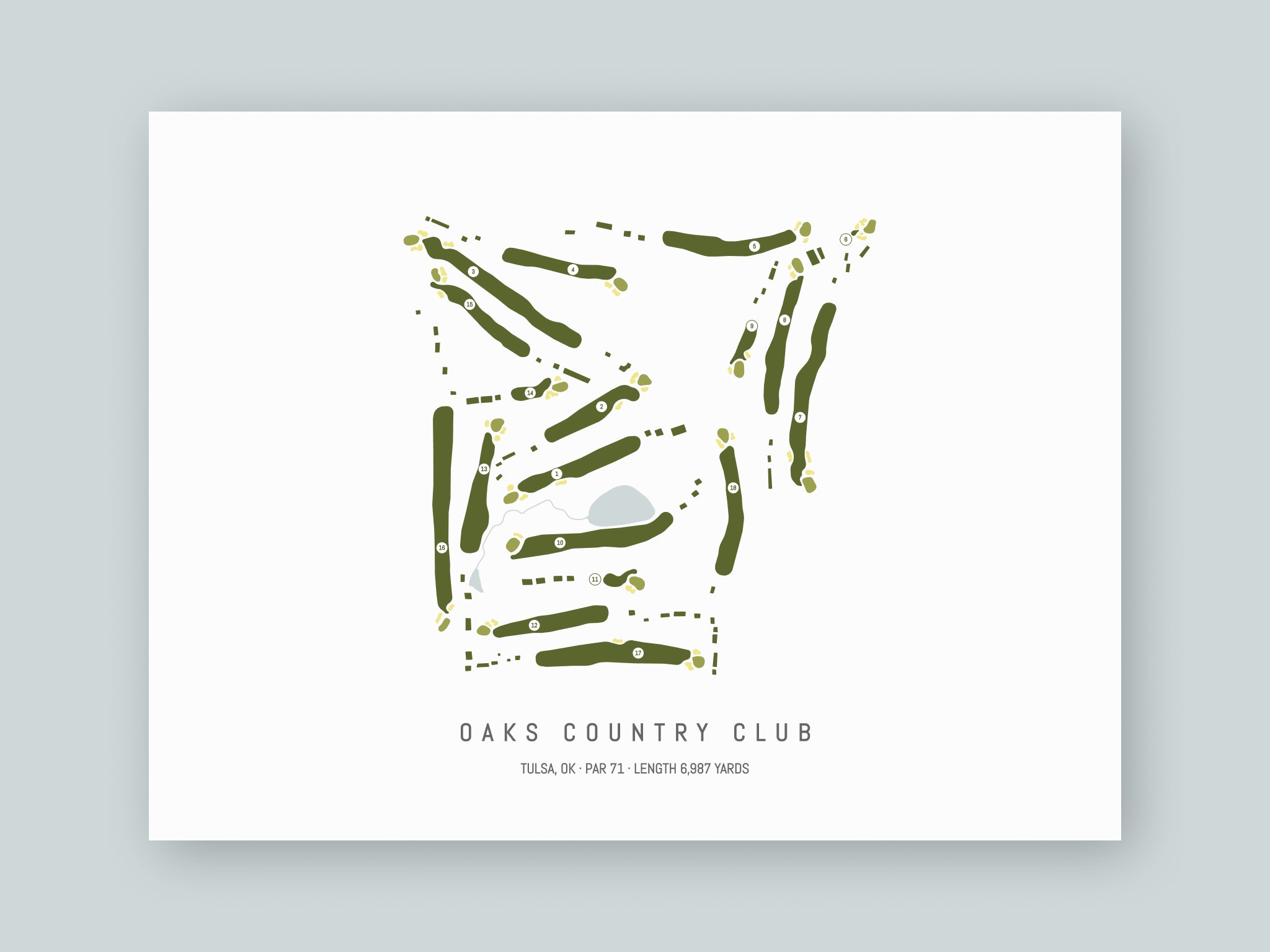 Oaks-Country-Club-OK--Unframed-24x18-With-Hole-Numbers