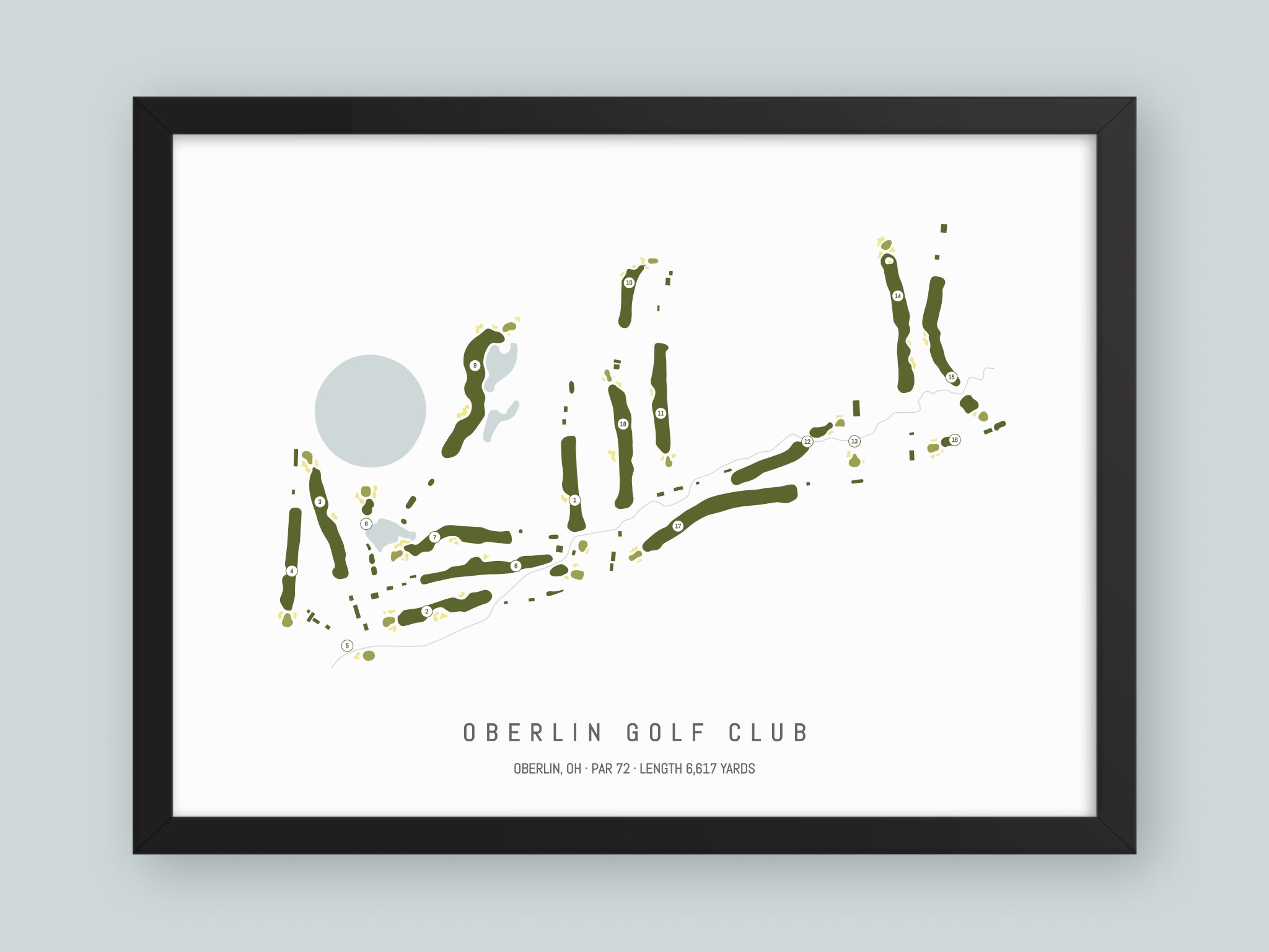 Oberlin-Golf-Club-OH--Black-Frame-24x18-With-Hole-Numbers