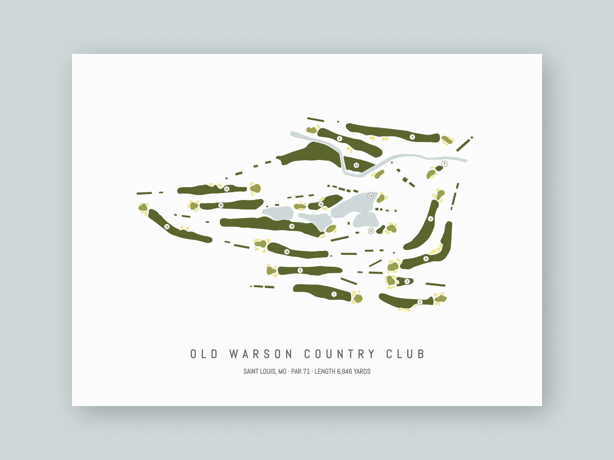 Old-Warson-Country-Club-MO--Unframed-24x18-With-Hole-Numbers