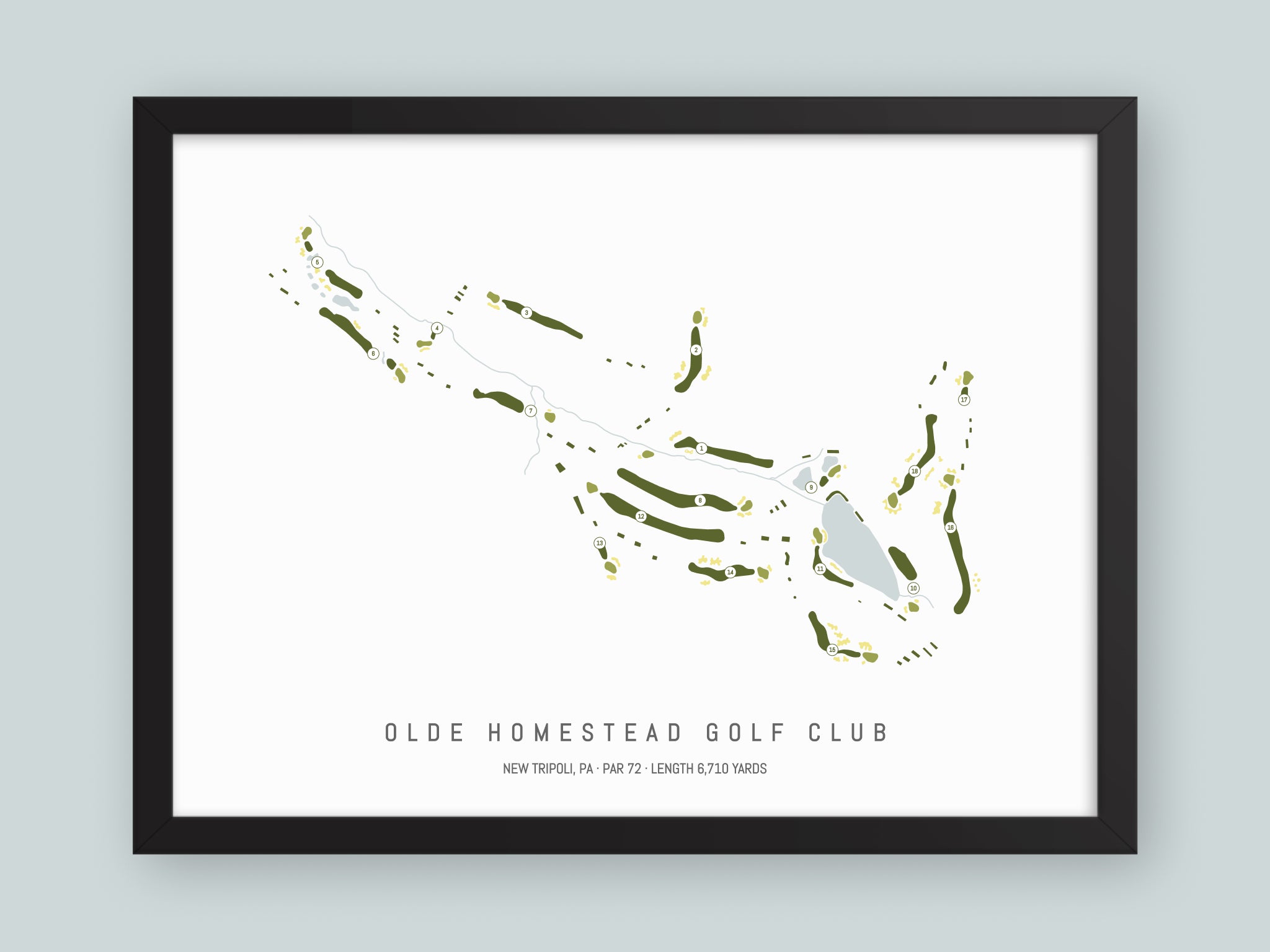 Olde-Homestead-Golf-Club-PA--Black-Frame-24x18-With-Hole-Numbers