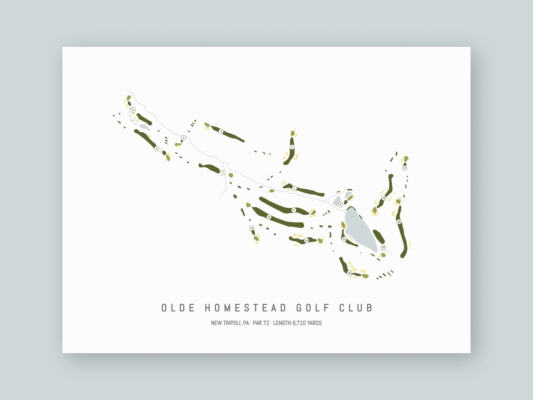 Olde-Homestead-Golf-Club-PA--Unframed-24x18-With-Hole-Numbers