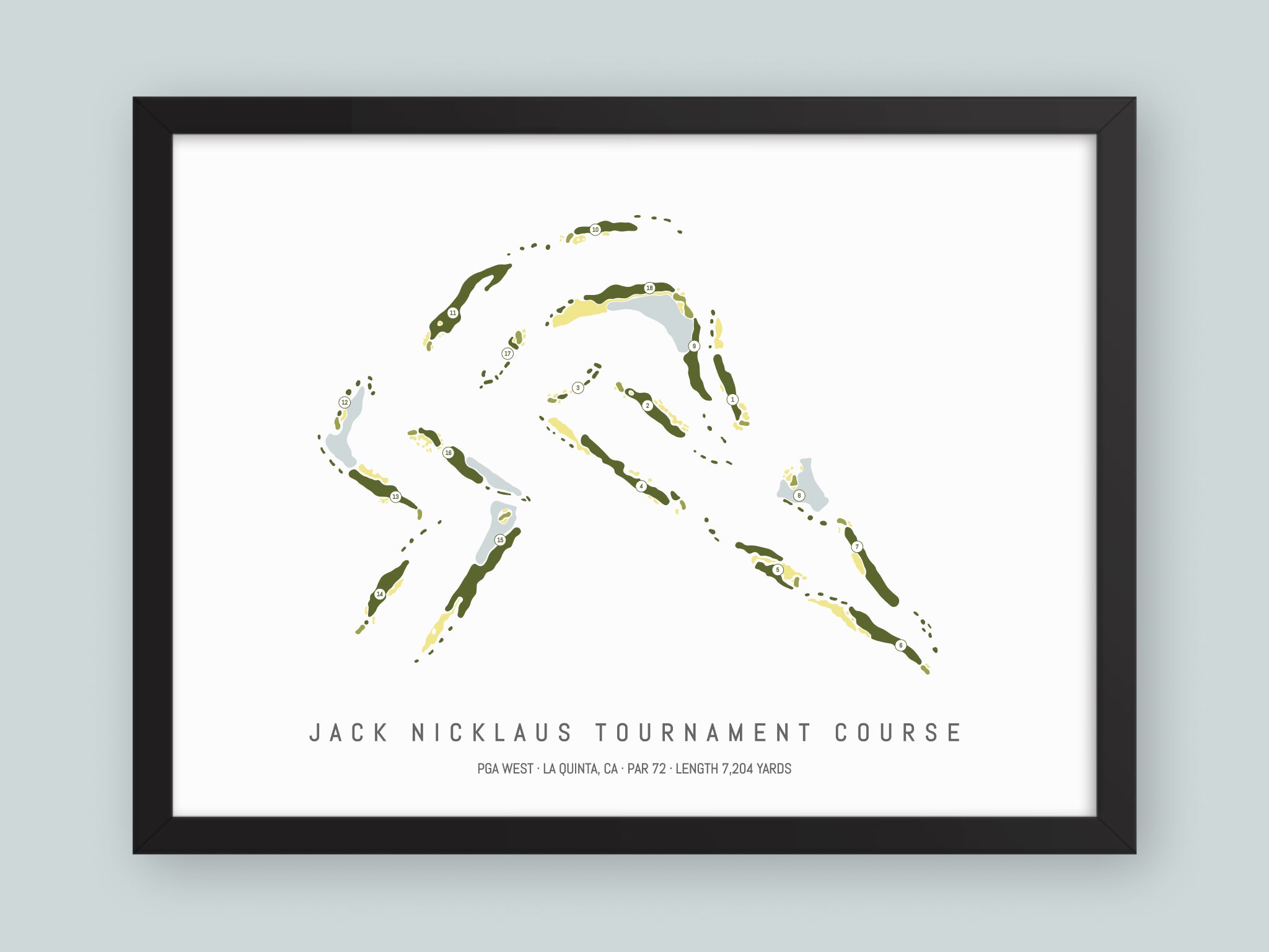 PGA-West-Jack-Nicklaus-Tournament-Course-CA--Black-Frame-24x18-With-Hole-Numbers