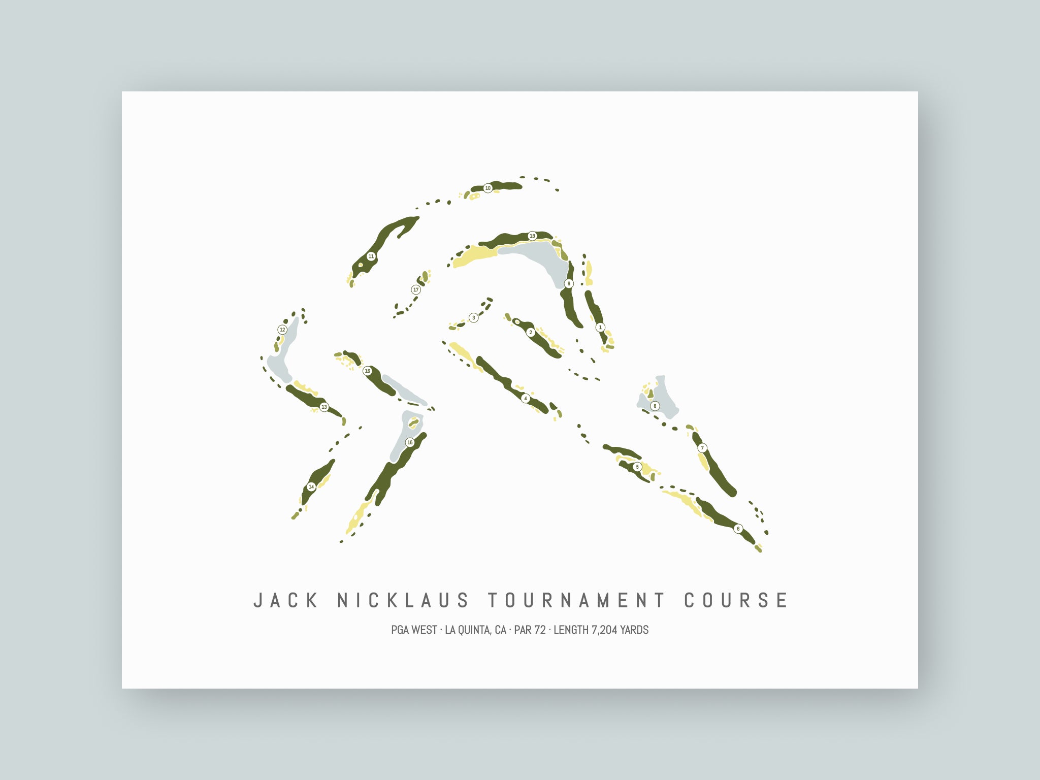PGA-West-Jack-Nicklaus-Tournament-Course-CA--Unframed-24x18-With-Hole-Numbers