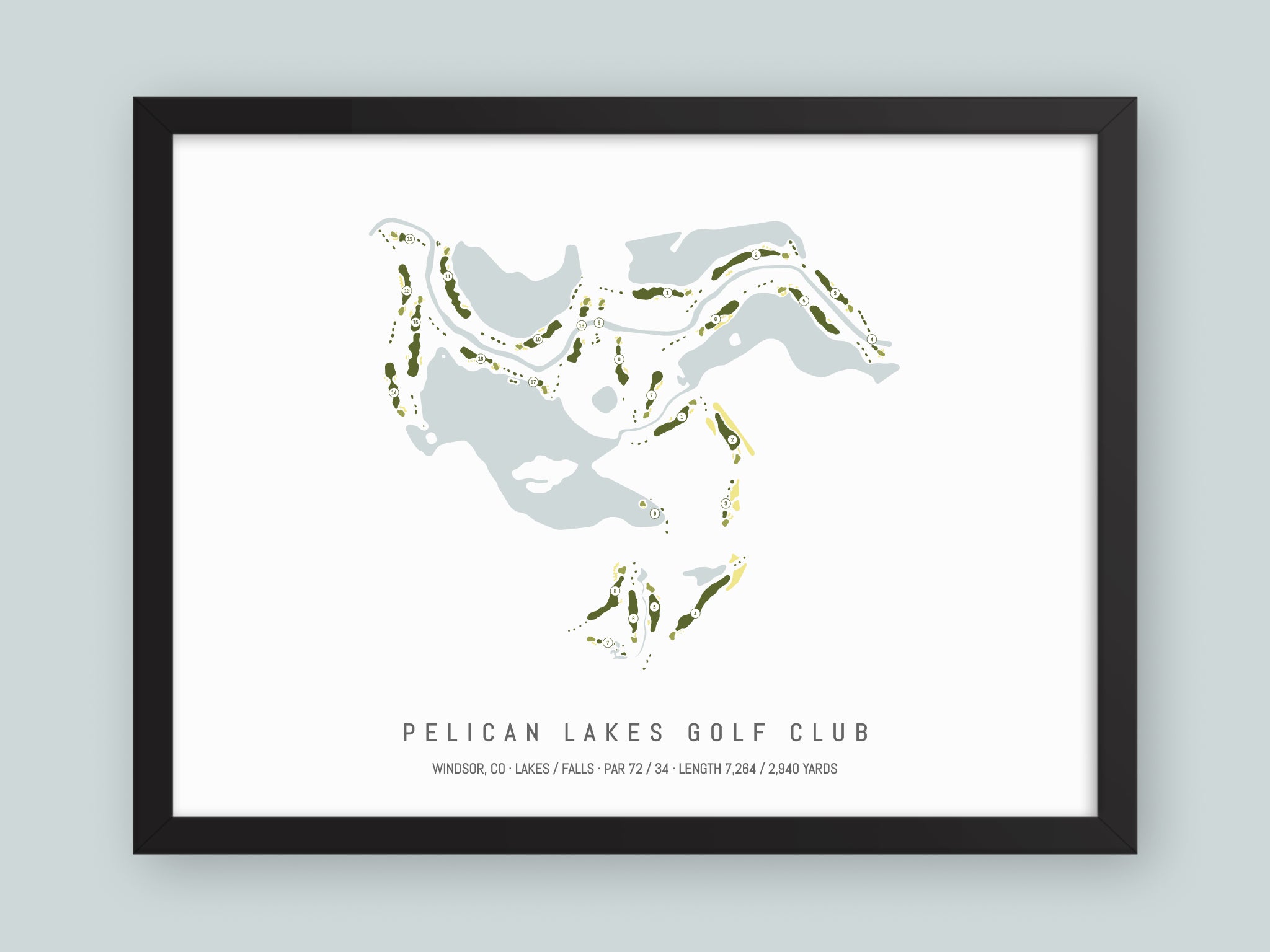 Pelican-Lakes-Golf-Club-CO--Black-Frame-24x18-With-Hole-Numbers