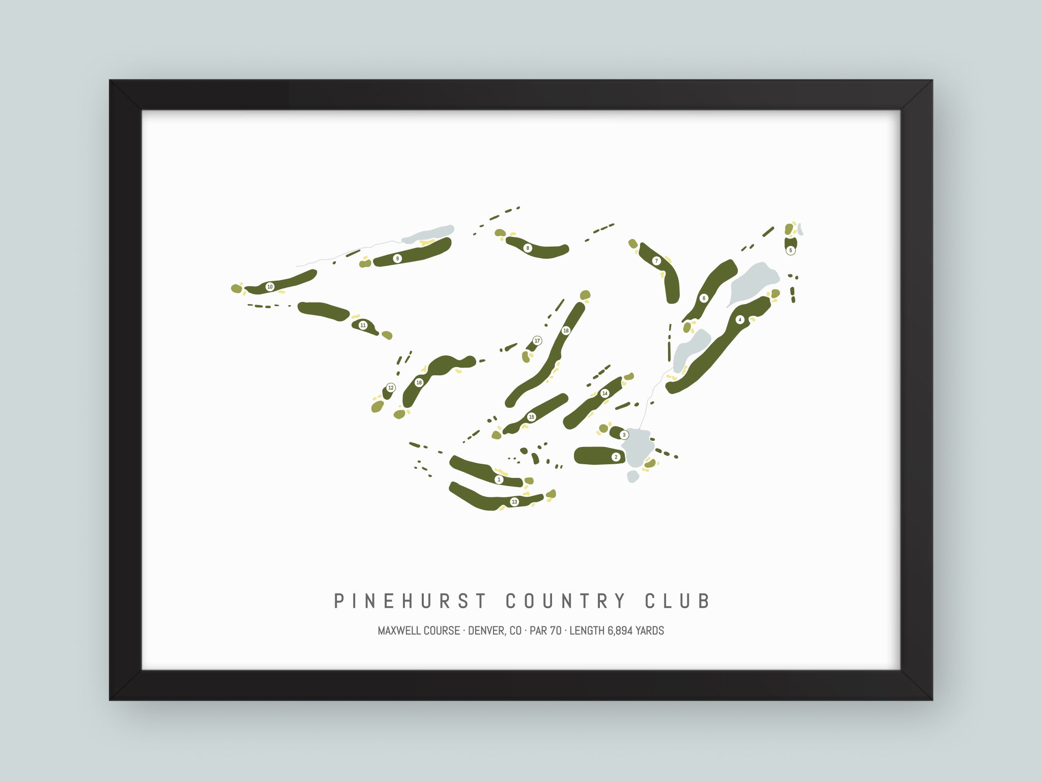 Pinehurst-Country-Club-Maxwell-Course-CO--Black-Frame-24x18-With-Hole-Numbers