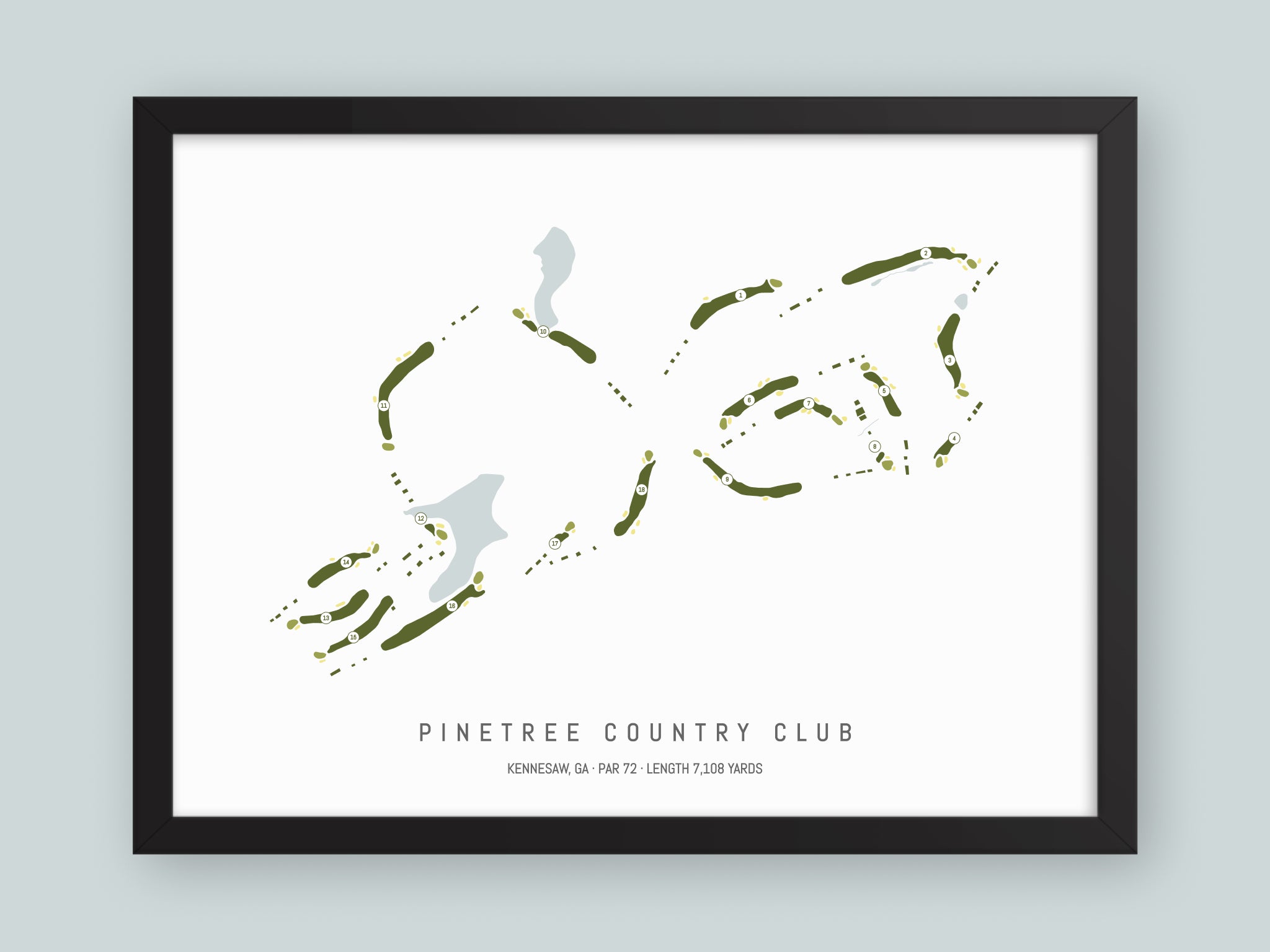 Pinetree-Country-Club-GA--Black-Frame-24x18-With-Hole-Numbers