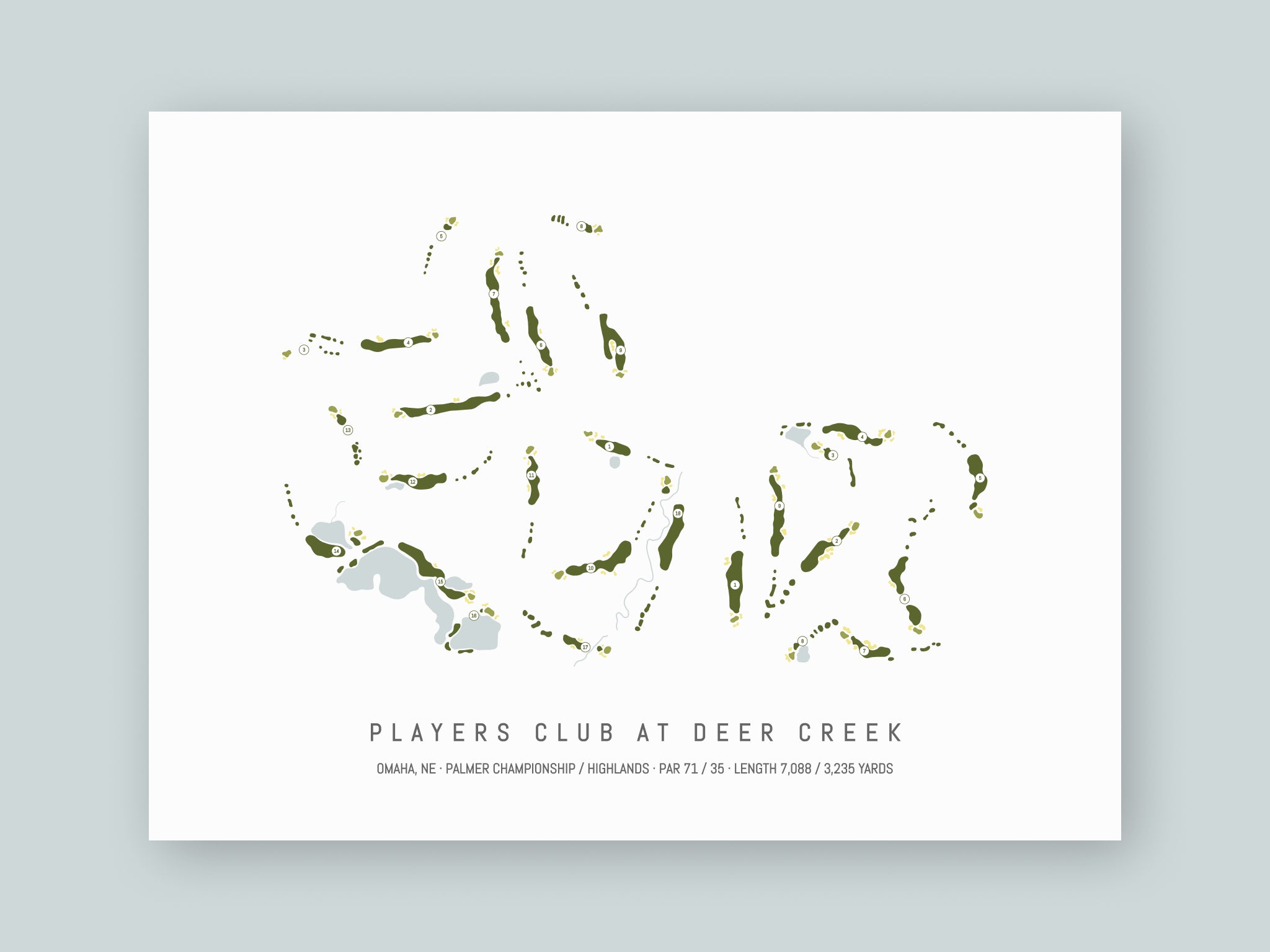 Players-Club-At-Deer-Creek-NE--Unframed-24x18-With-Hole-Numbers