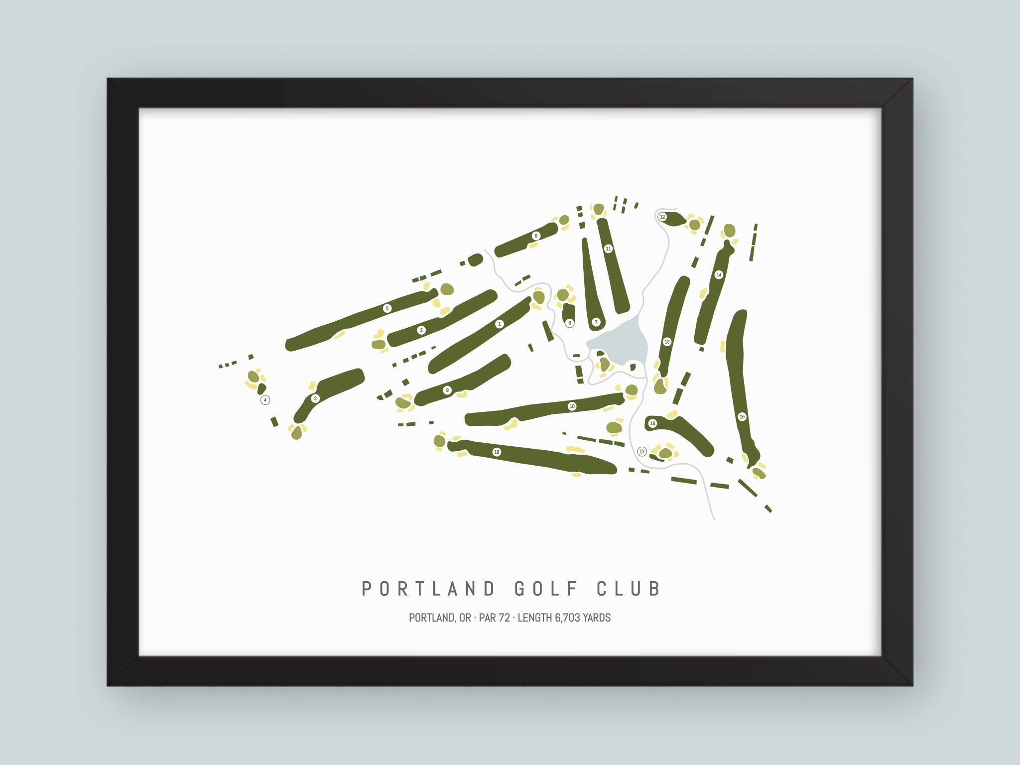 Portland-Golf-Club-OR--Black-Frame-24x18-With-Hole-Numbers