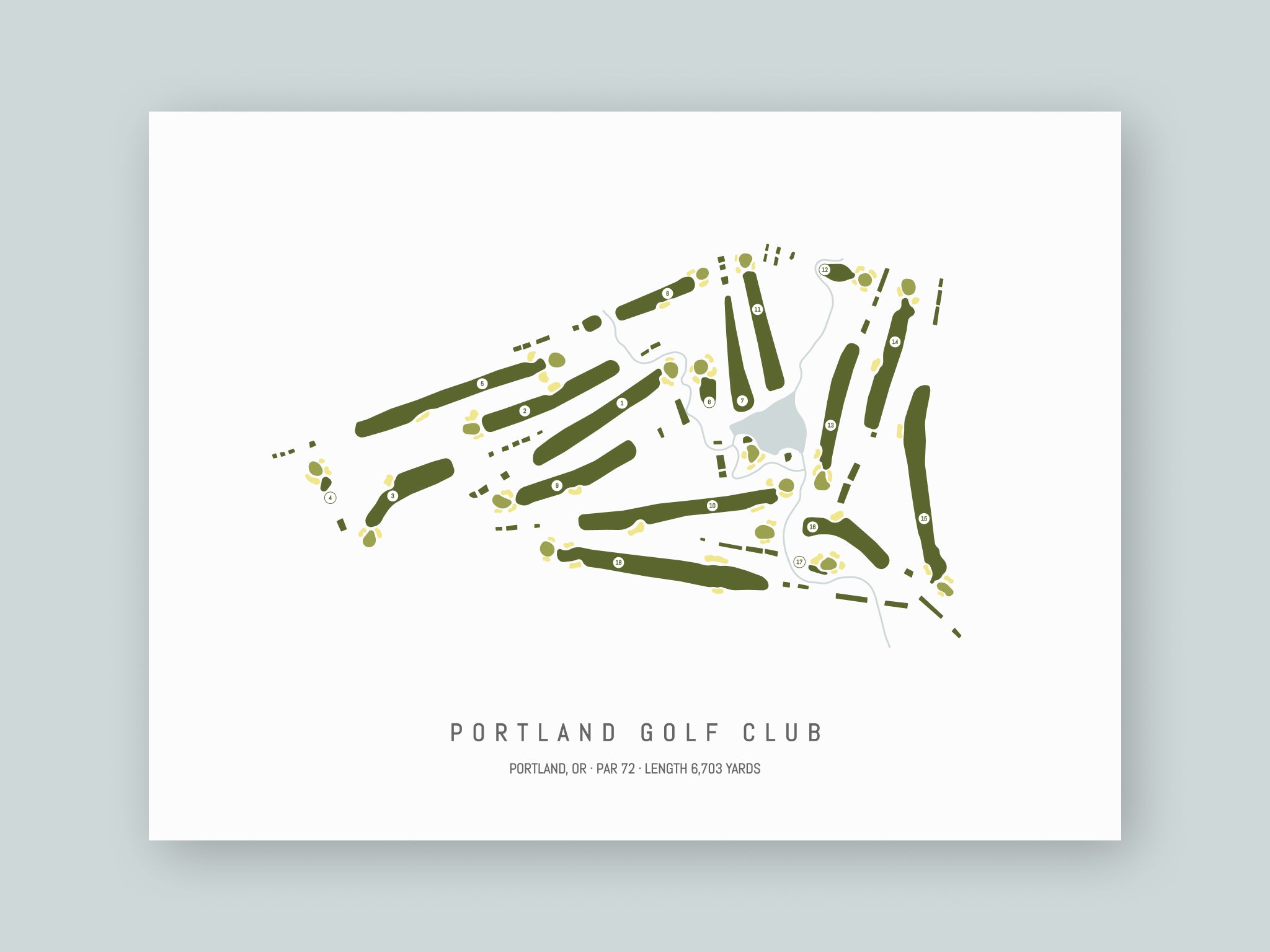 Portland-Golf-Club-OR--Unframed-24x18-With-Hole-Numbers