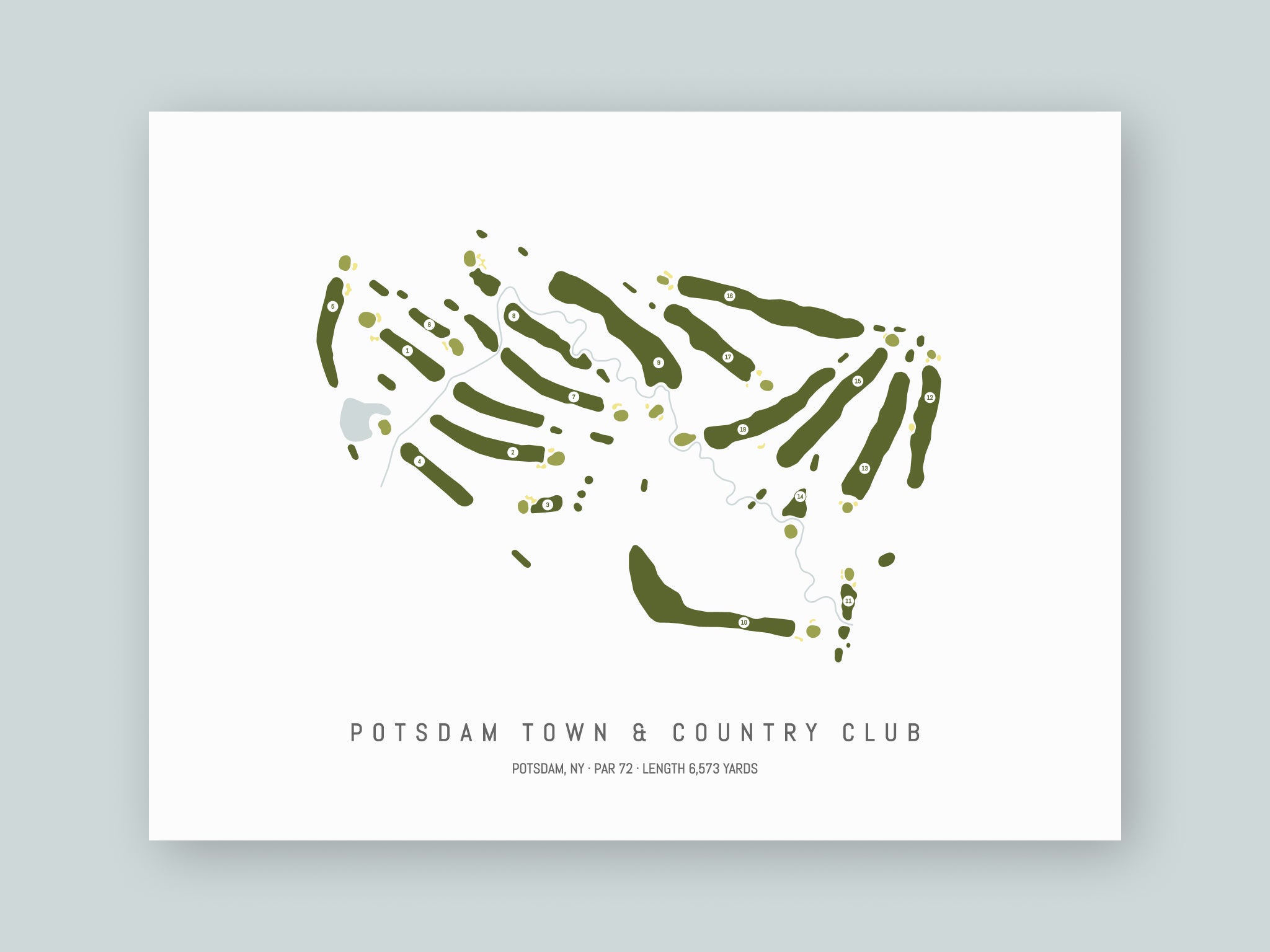 Potsdam-Town-And-Country-Club-NY--Unframed-24x18-With-Hole-Numbers