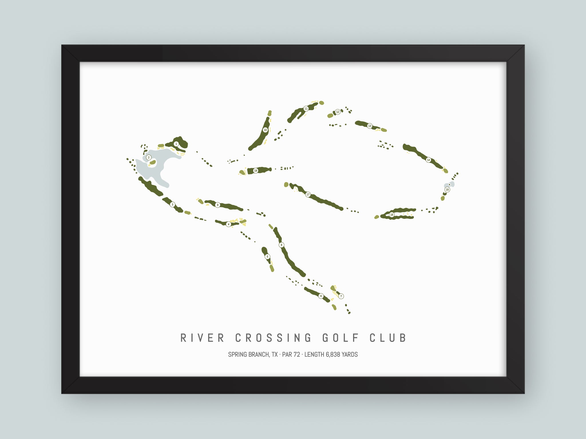 River-Crossing-Golf-Club-TX--Black-Frame-24x18-With-Hole-Numbers