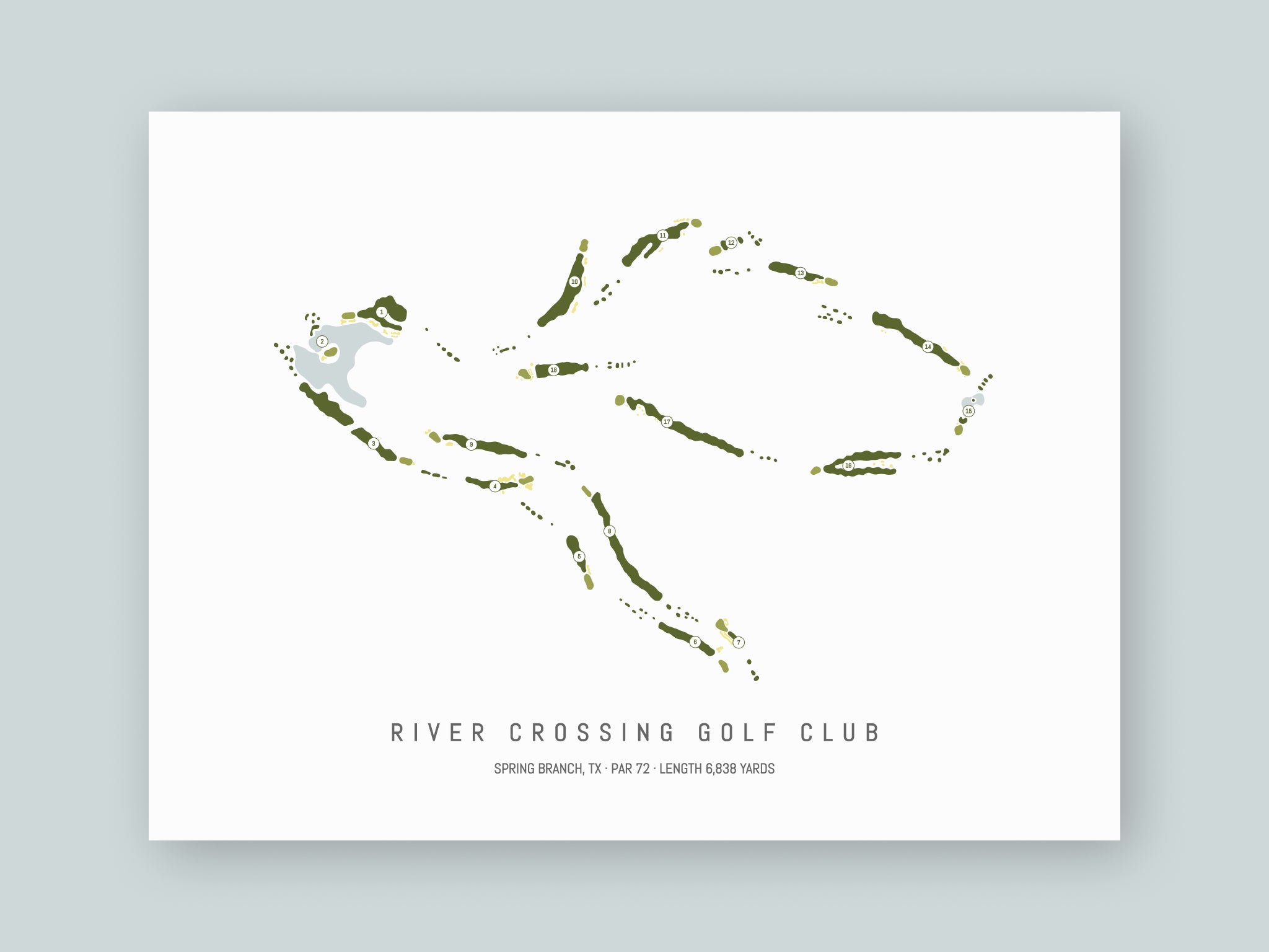 River-Crossing-Golf-Club-TX--Unframed-24x18-With-Hole-Numbers