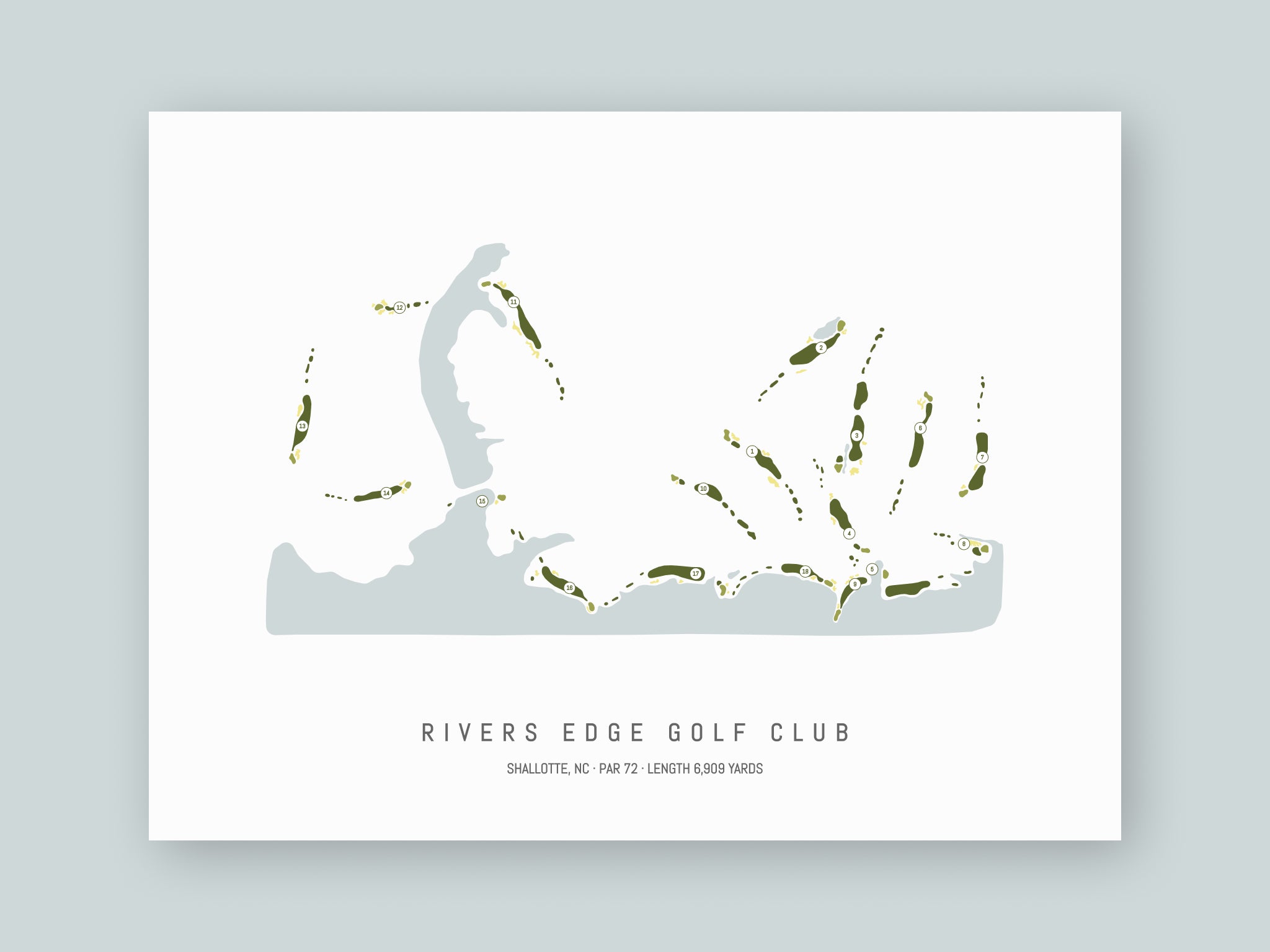 Rivers-Edge-Golf-Club-NC--Unframed-24x18-With-Hole-Numbers