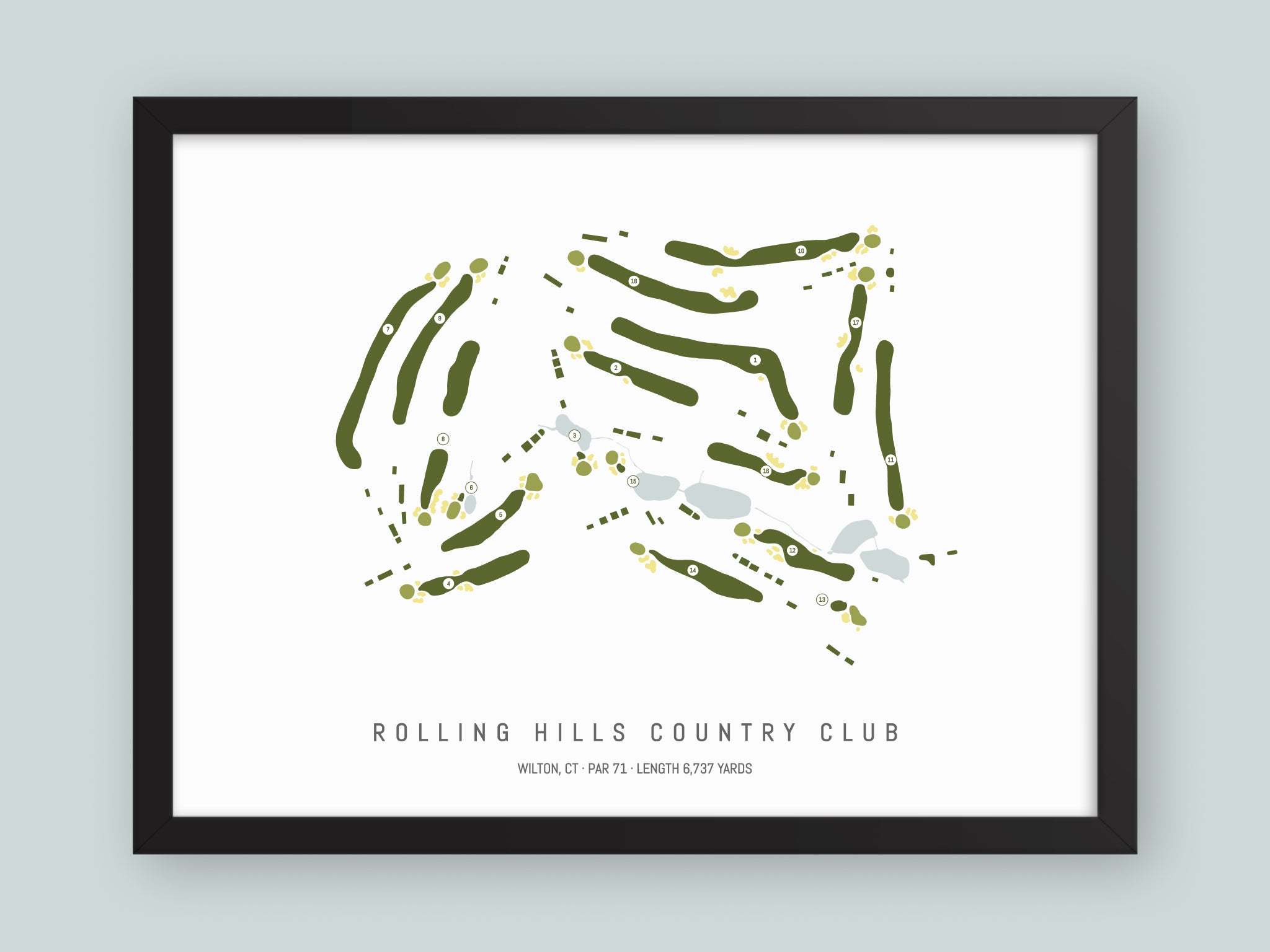 Rolling-Hills-Country-Club-CT--Black-Frame-24x18-With-Hole-Numbers