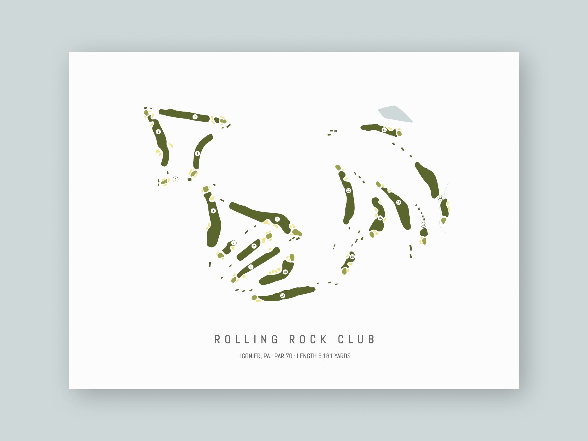 Rolling-Rock-Club-PA--Unframed-24x18-With-Hole-Numbers