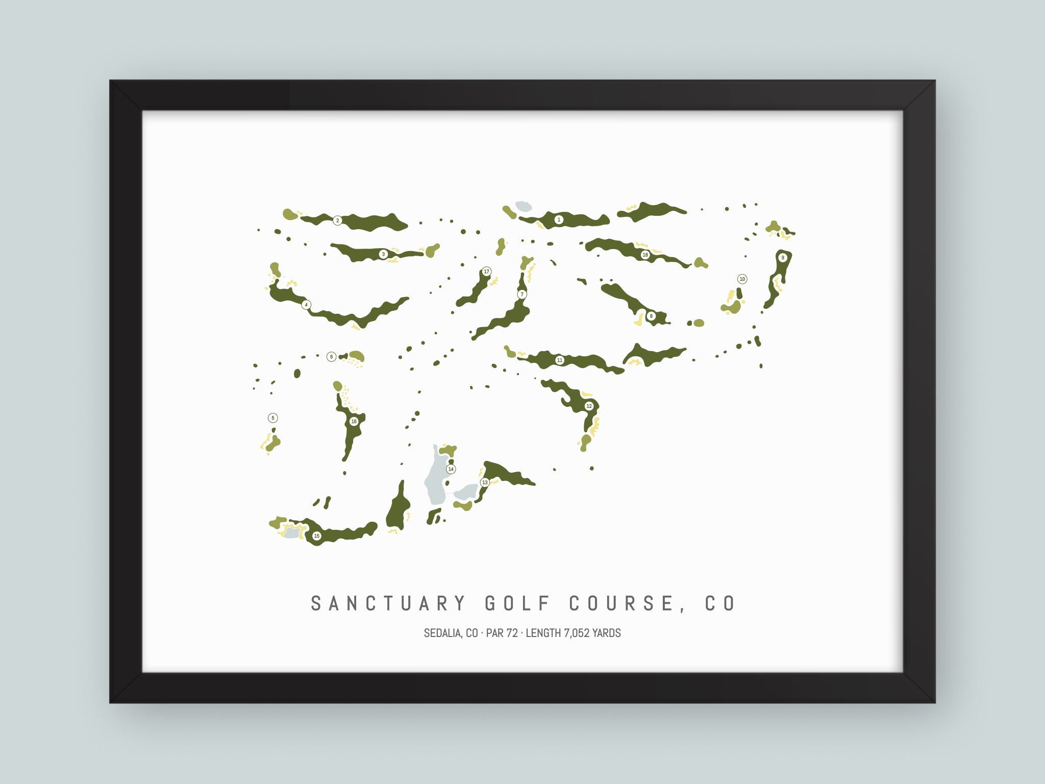 Sanctuary-Golf-Course-CO--Black-Frame-24x18-With-Hole-Numbers