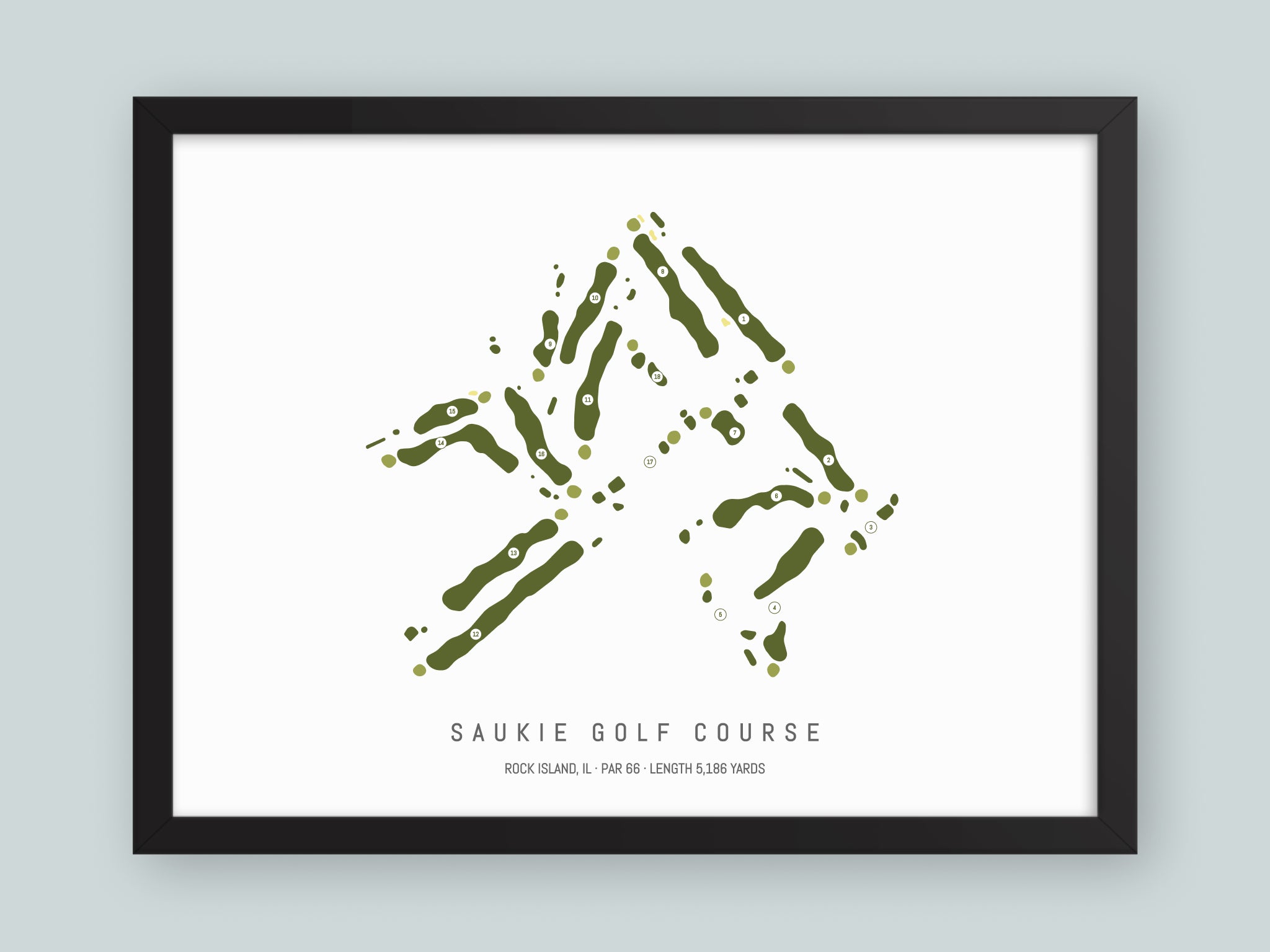 Saukie-Golf-Course-IL--Black-Frame-24x18-With-Hole-Numbers