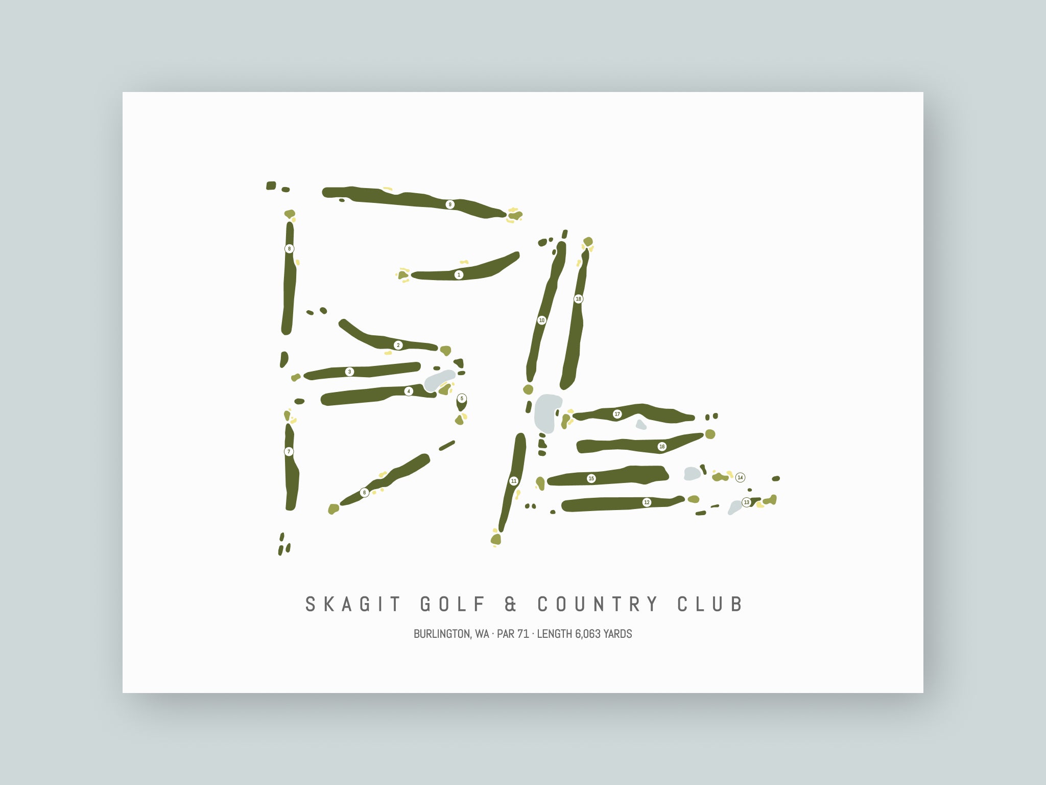 Skagit-Golf-And-Country-Club-WA--Unframed-24x18-With-Hole-Numbers