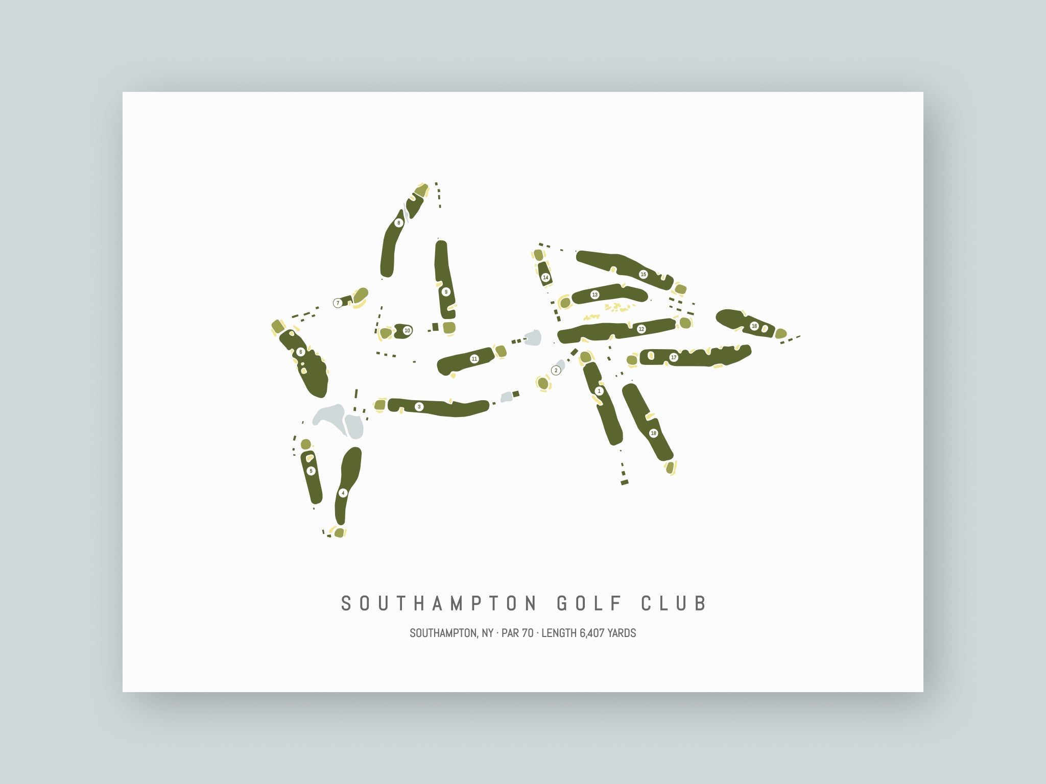 Southampton-Golf-Club-NY--Unframed-24x18-With-Hole-Numbers