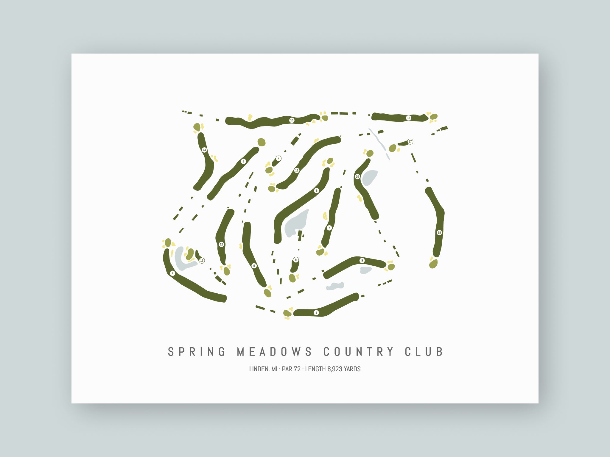 Spring-Meadows-Country-Club-MI--Unframed-24x18-With-Hole-Numbers