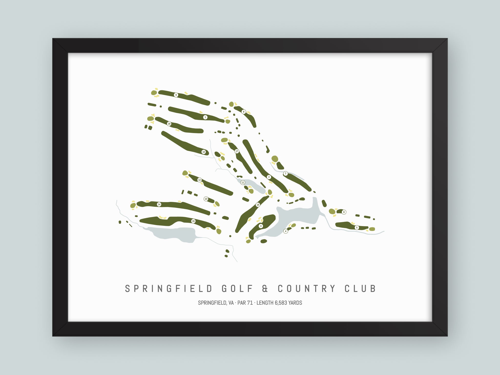 Springfield-Golf-And-Country-Club-VA--Black-Frame-24x18-With-Hole-Numbers