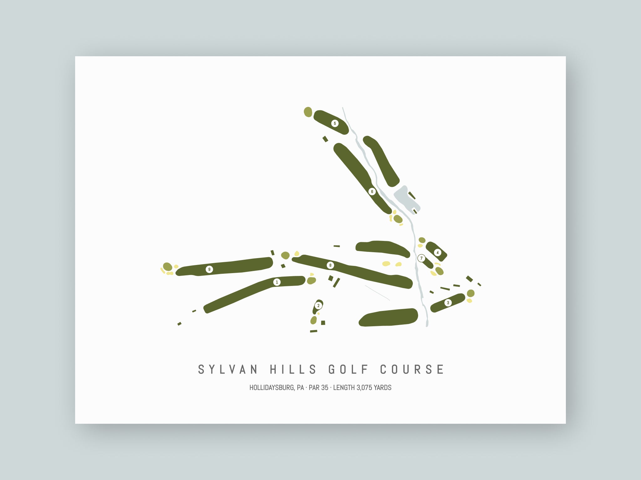 Sylvan-Hills-Golf-Club-PA--Unframed-24x18-With-Hole-Numbers