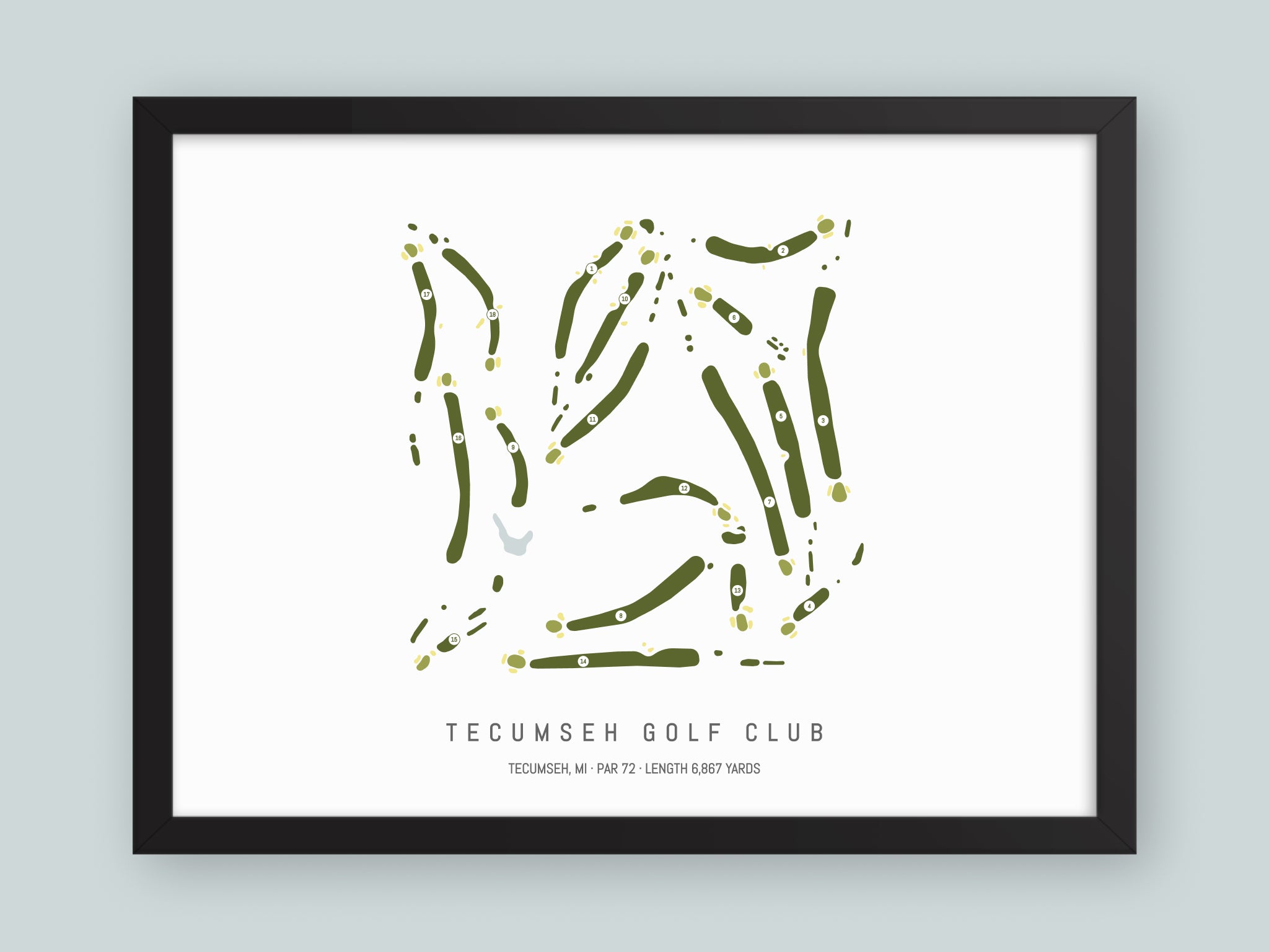 Tecumseh-Golf-Club-MI--Black-Frame-24x18-With-Hole-Numbers