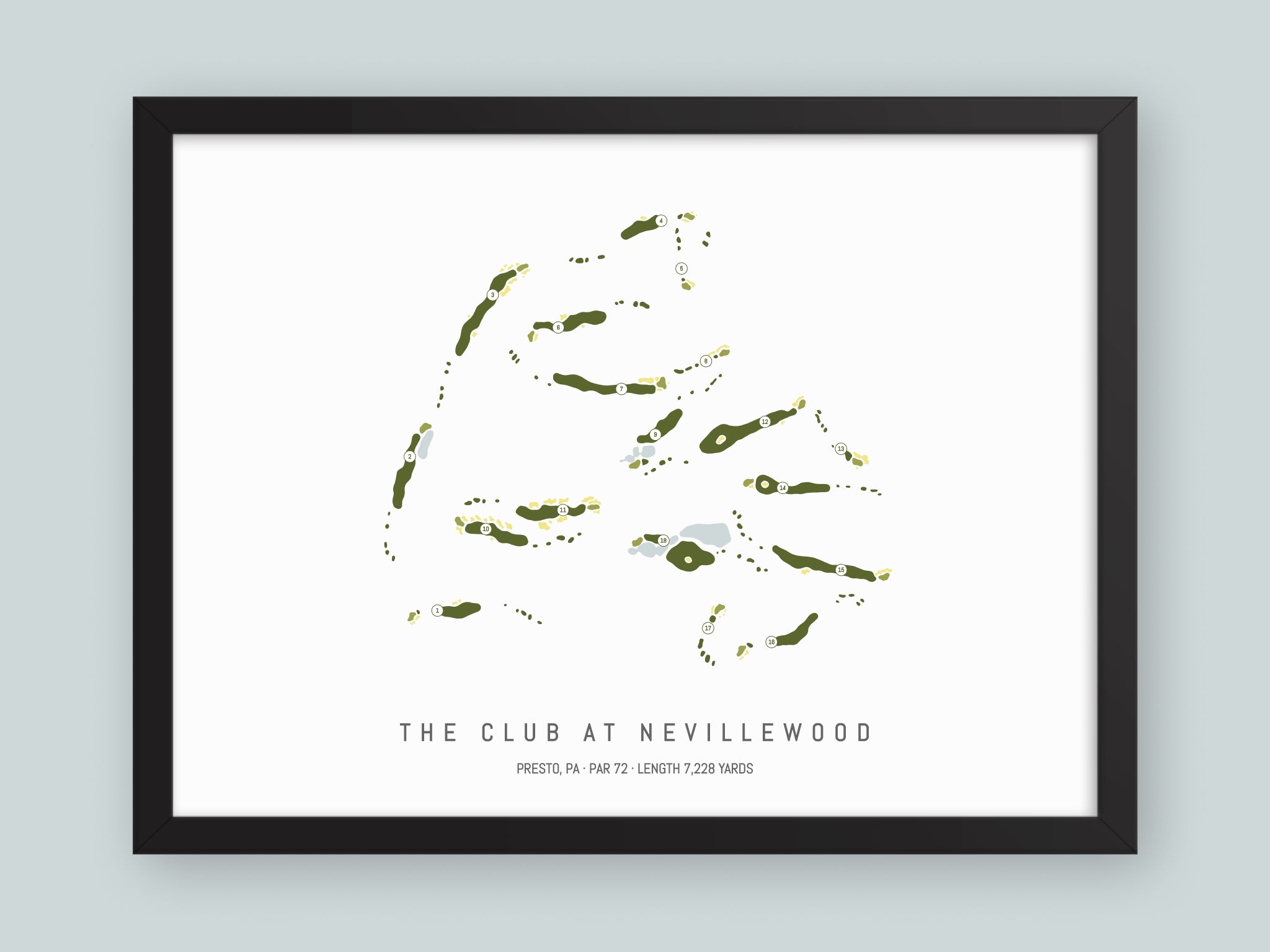 The-Club-at-Nevillewood-PA--Black-Frame-24x18-With-Hole-Numbers